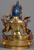 Green Tara Deity Statue | Elegant Copper Fully Gold Plated Finish - S-P-SS-FG-CG-GT-0136
