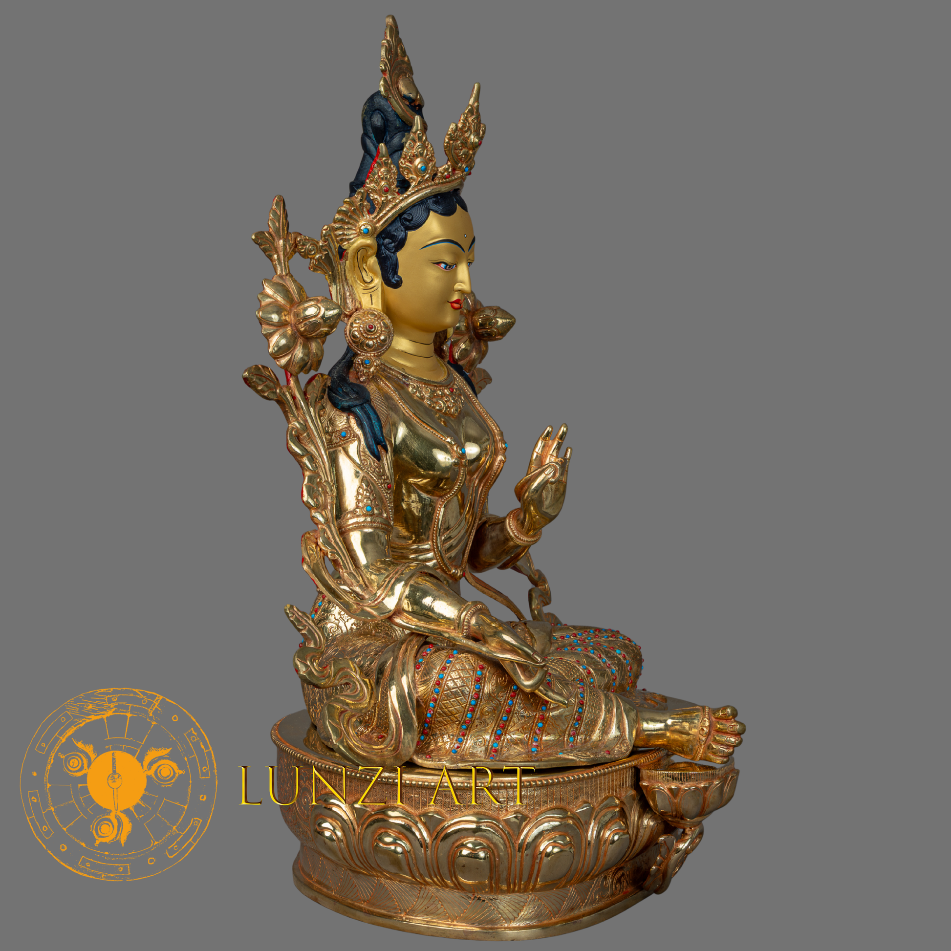 Green Tara | Full Gold-Plated Copper - S-P-BA-FG-CG-WT-00195