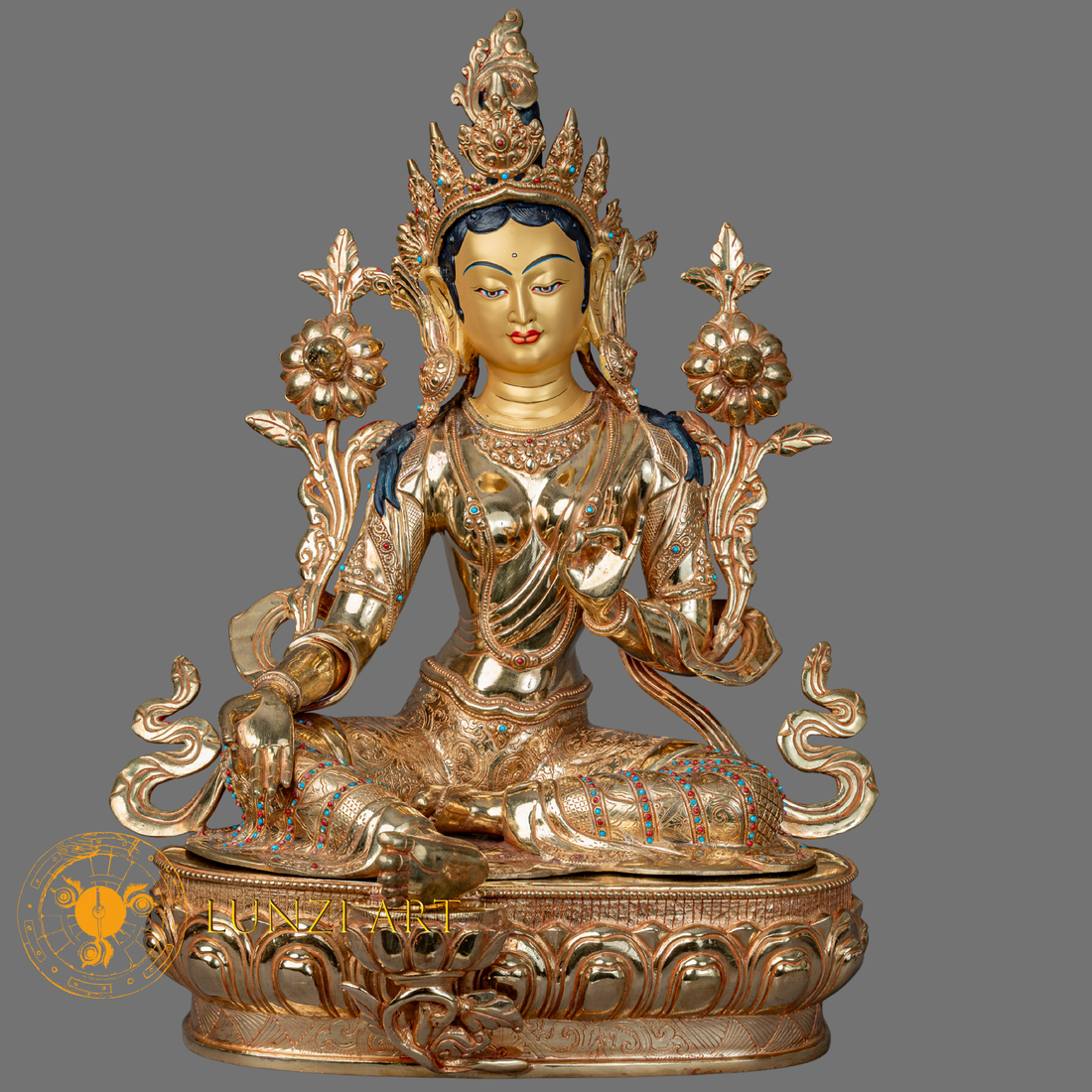 Green Tara | Full Gold-Plated Copper - S-P-BA-FG-CG-WT-00195