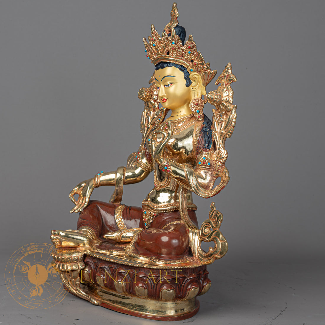Green Tara | Half Gold-Plated Copper - S-P-BA-FG-CG-GT-00198