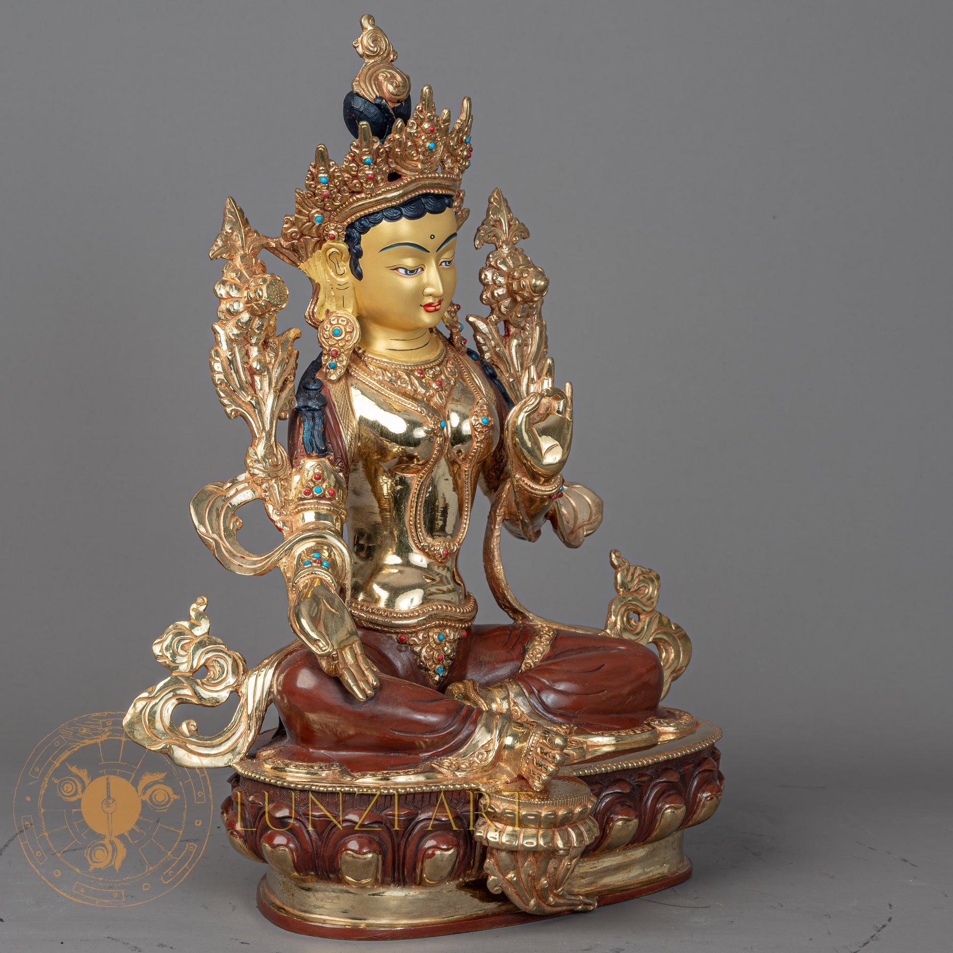Green Tara | Half Gold-Plated Copper - S-P-BA-FG-CG-GT-00198