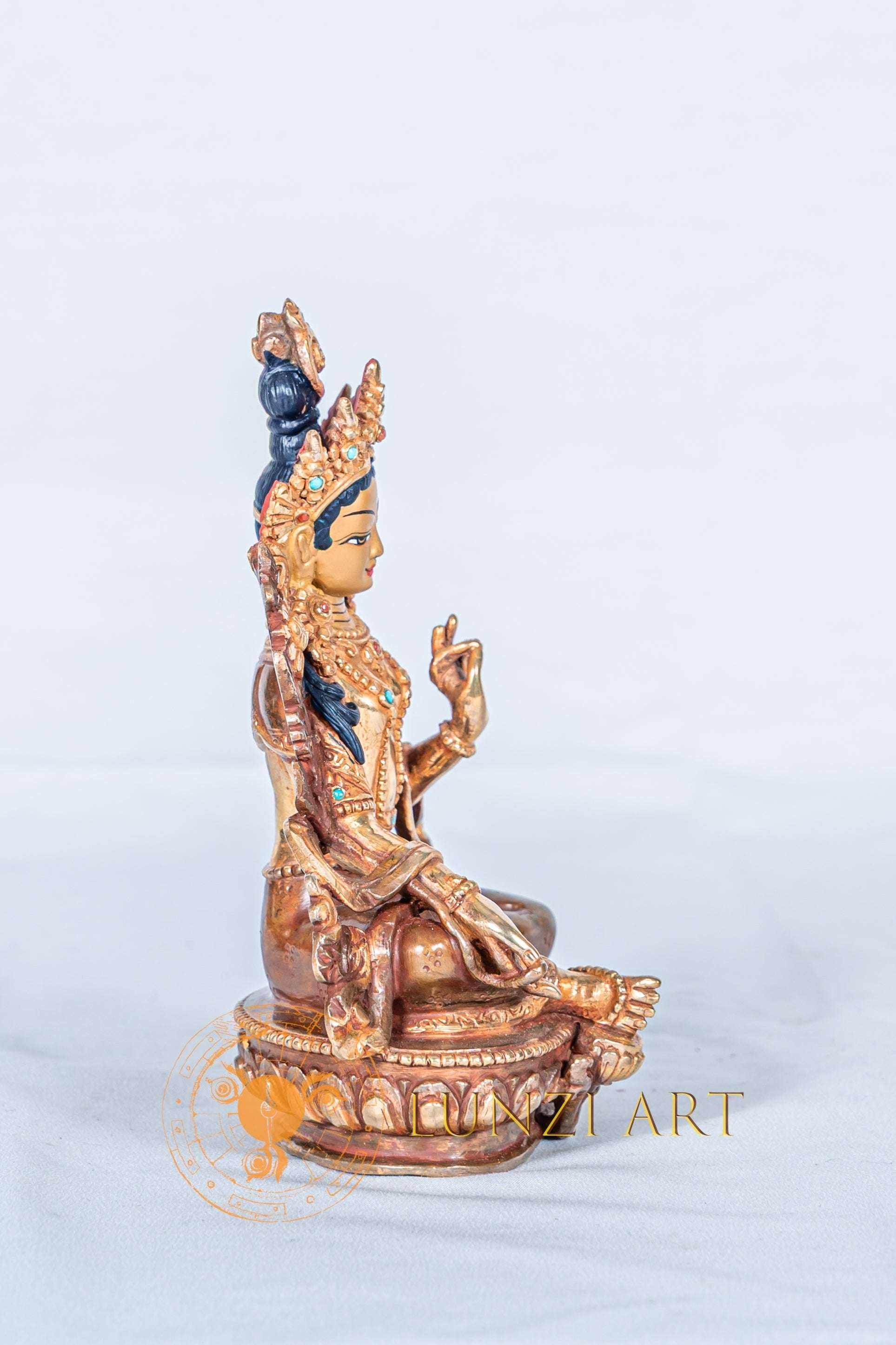 Green Tara | Half Gold Plated Statue - statues