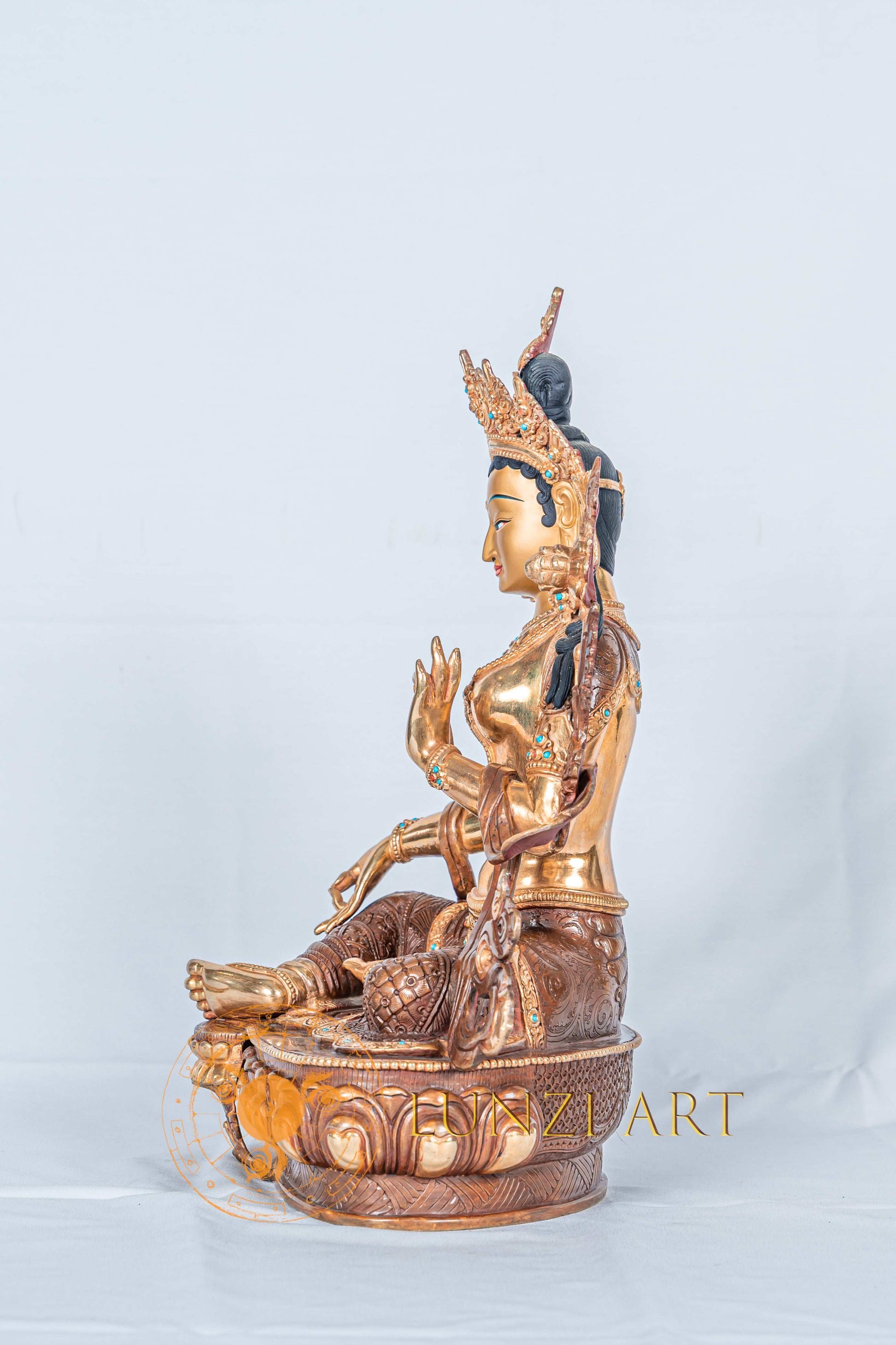 Green Tara | Half Gold Plated - statues