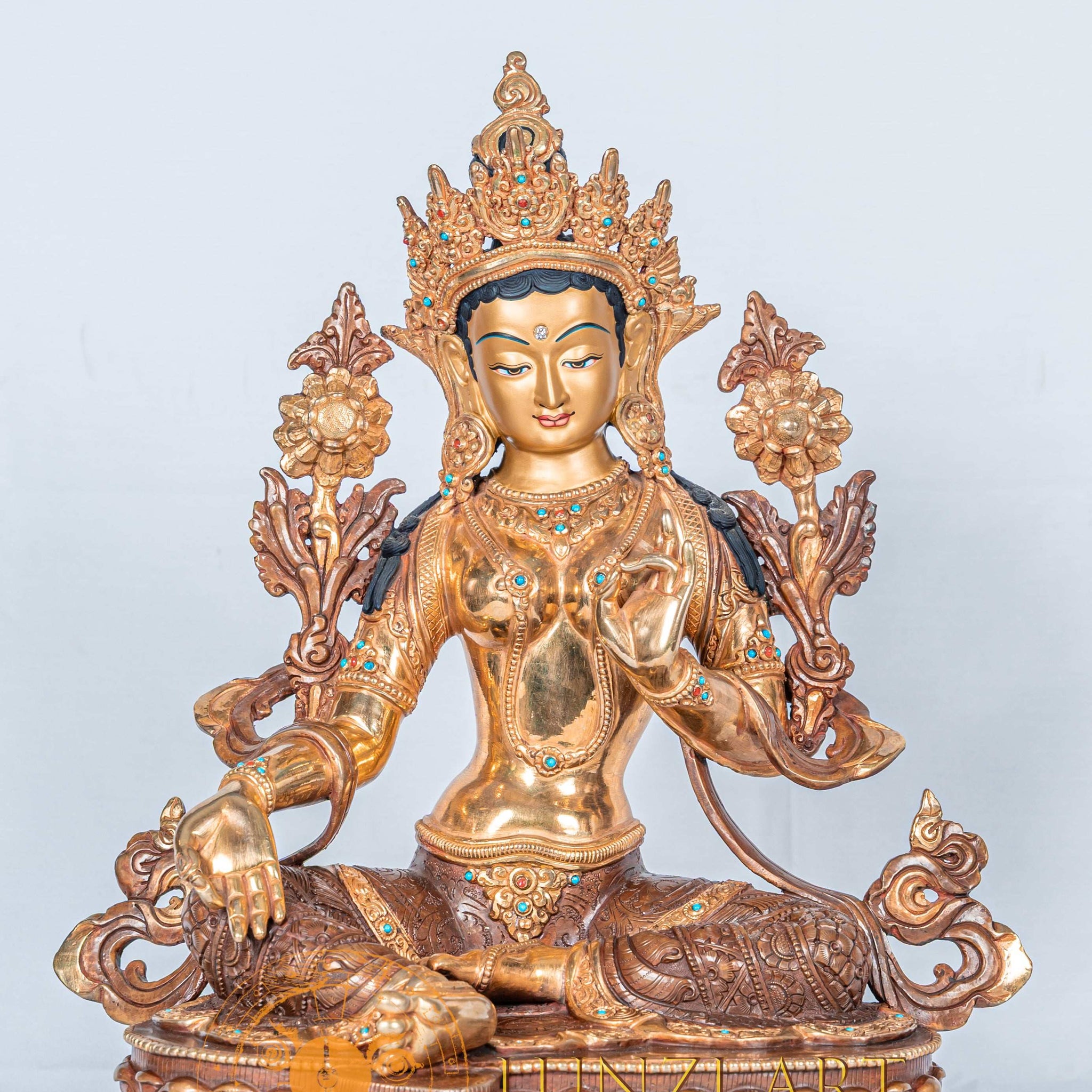 Green Tara | Half Gold Plated - statues