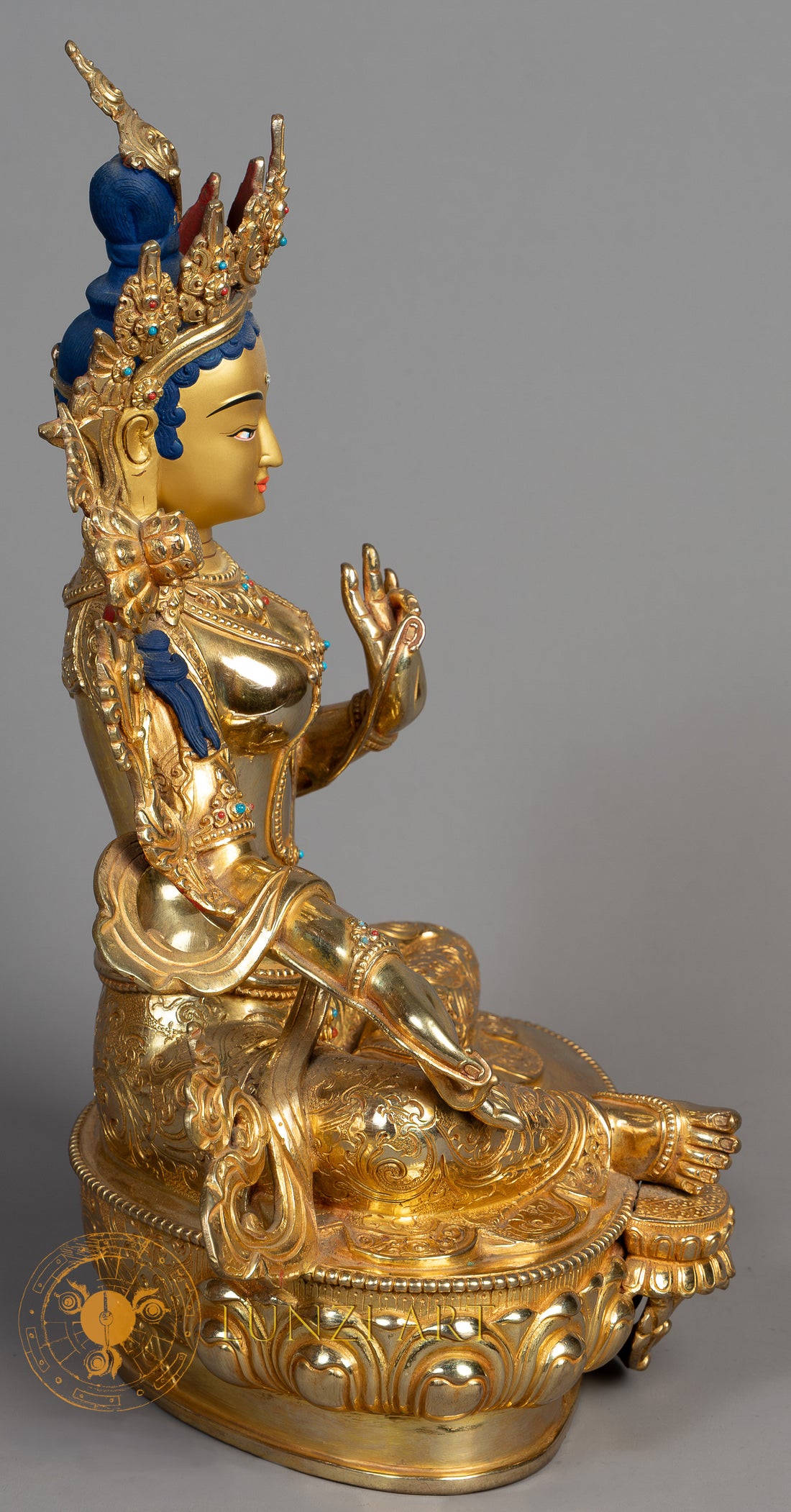 Green Tara Sculpture | Handmade Full Gold Plated Statue - S-P-SS-FG-CG-GT-0132