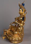 Green Tara Sculpture | Handmade Full Gold Plated Statue - S-P-SS-FG-CG-GT-0132
