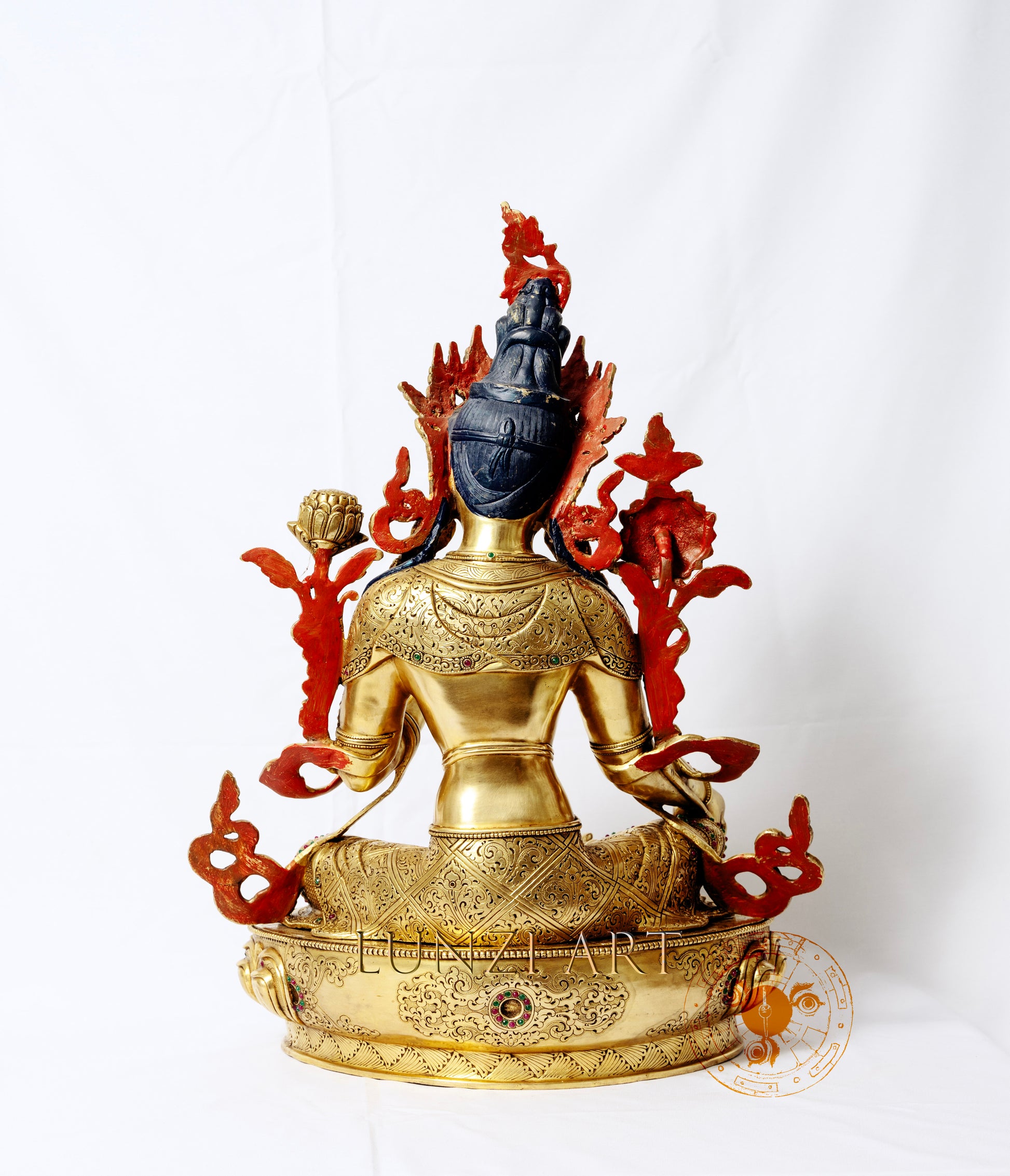 Green Tara Statue | Copper Gilded with 24k Gold Coating - S-P-BA-FG -CG-GT-0015