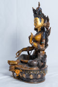Green Tara Statue | Copper Oxidized with Painted Face - S-B-RM-C-GT-0020