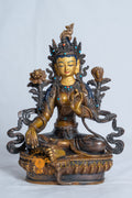 Green Tara Statue | Copper Oxidized with Painted Face - statues