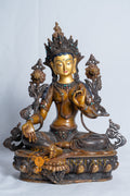 Green Tara Statue | Copper Oxidized with Painted Face - statues