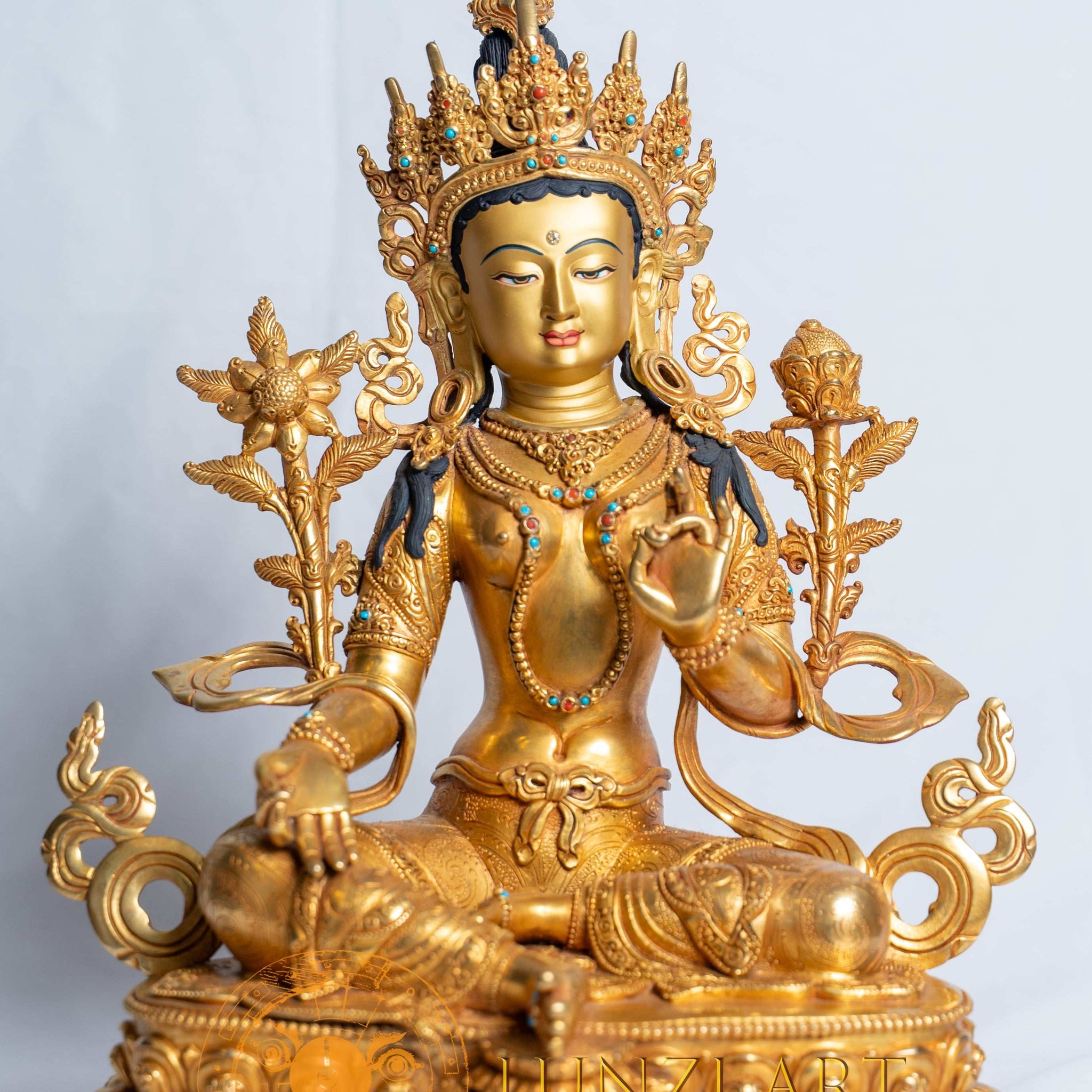 Green Tara Statue | Copper with 24k Full Gold Plating - statues
