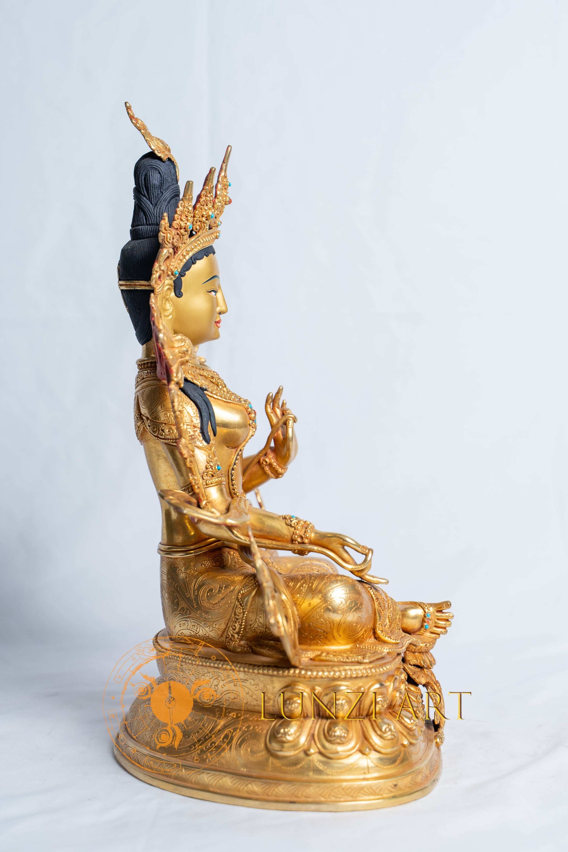Green Tara Statue | Copper with 24k Full Gold Plating - statues