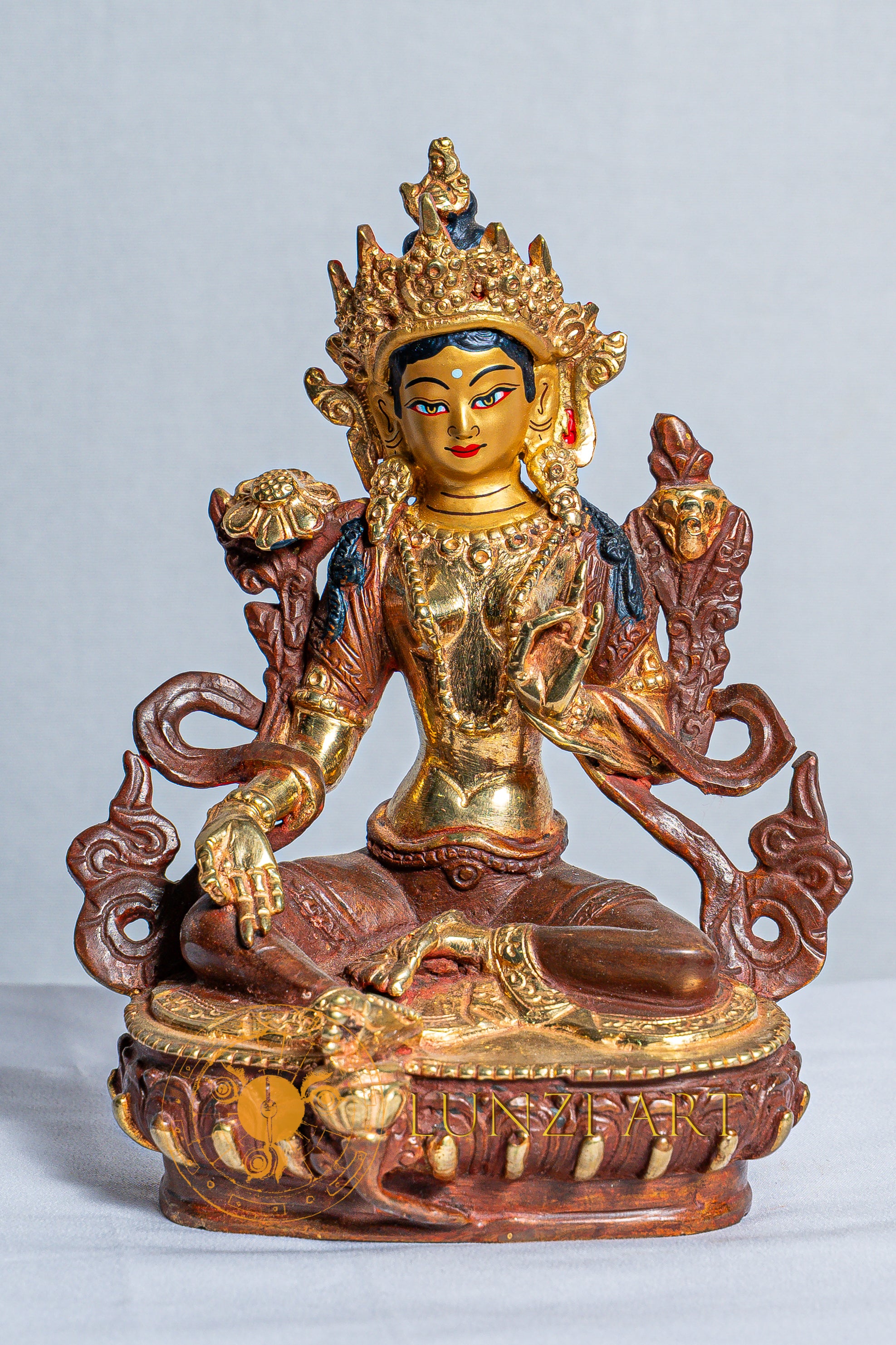绿度母像| 铜镀汞金– LunziArt-Nepal Buddha statues, thangkas, and