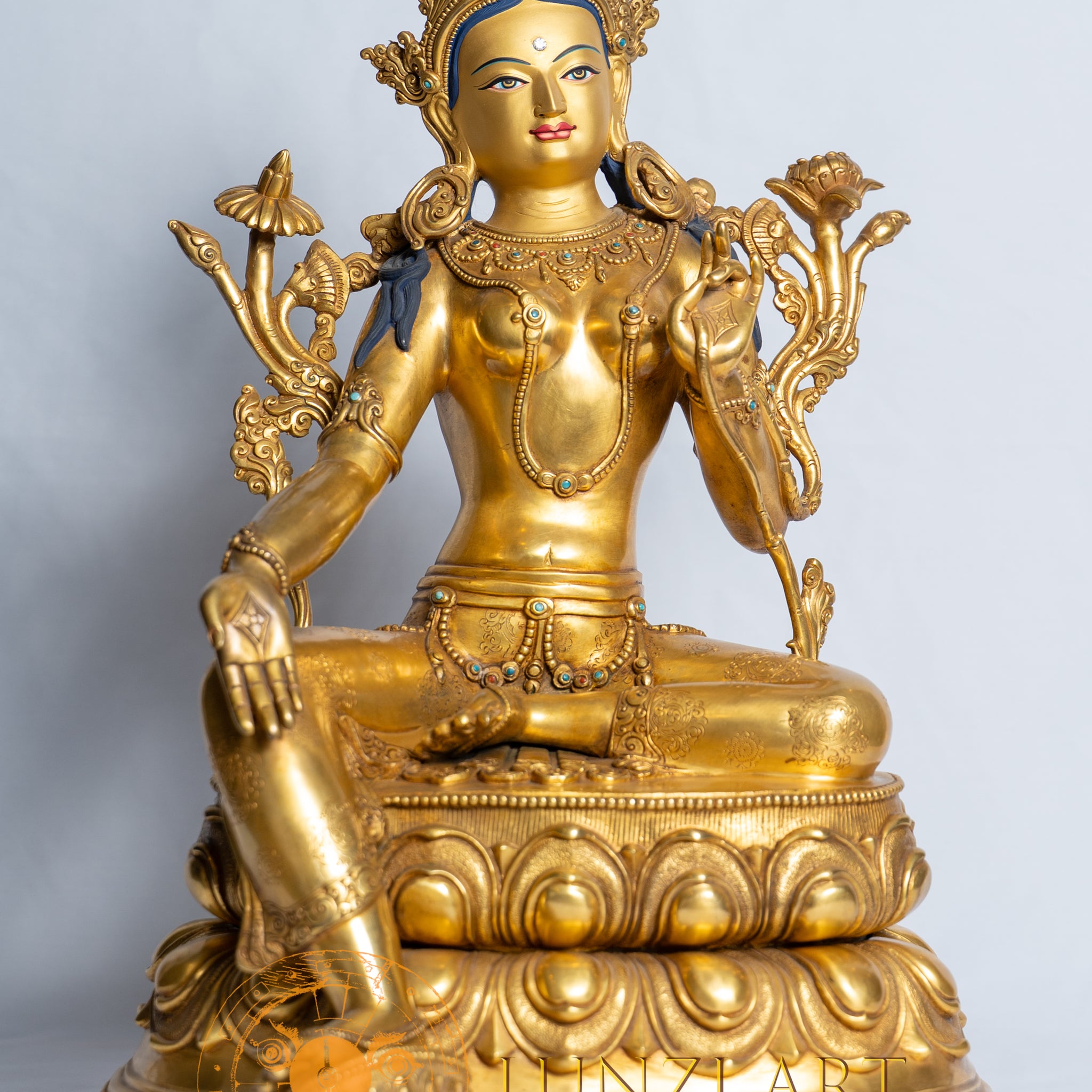 Green Tara Statue | Fully Gold Plated Copper - statues