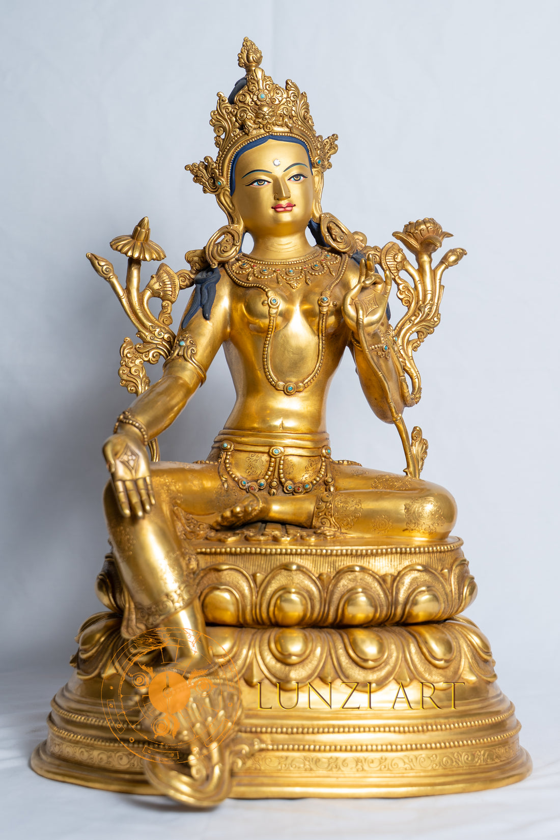 Green Tara Statue | Fully Gold Plated Copper - statues