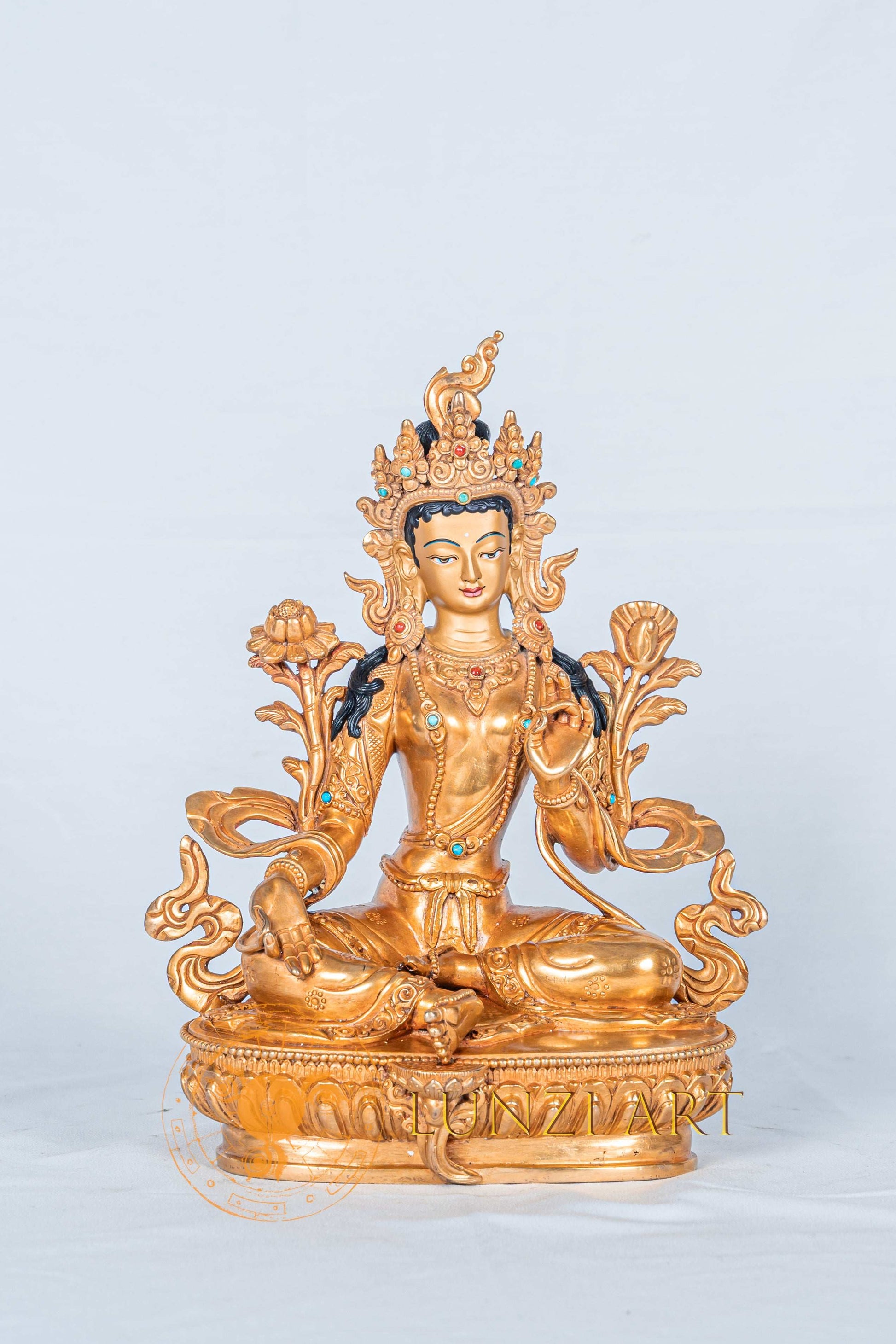 Green Tara Statue | Fully Gold-Plated Copper - statues
