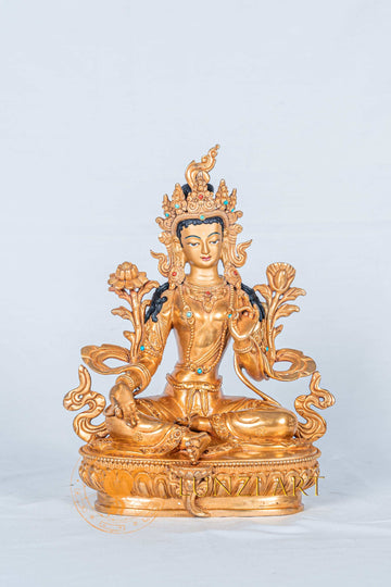 Green Tara Statue | Fully Gold-Plated Copper - statues
