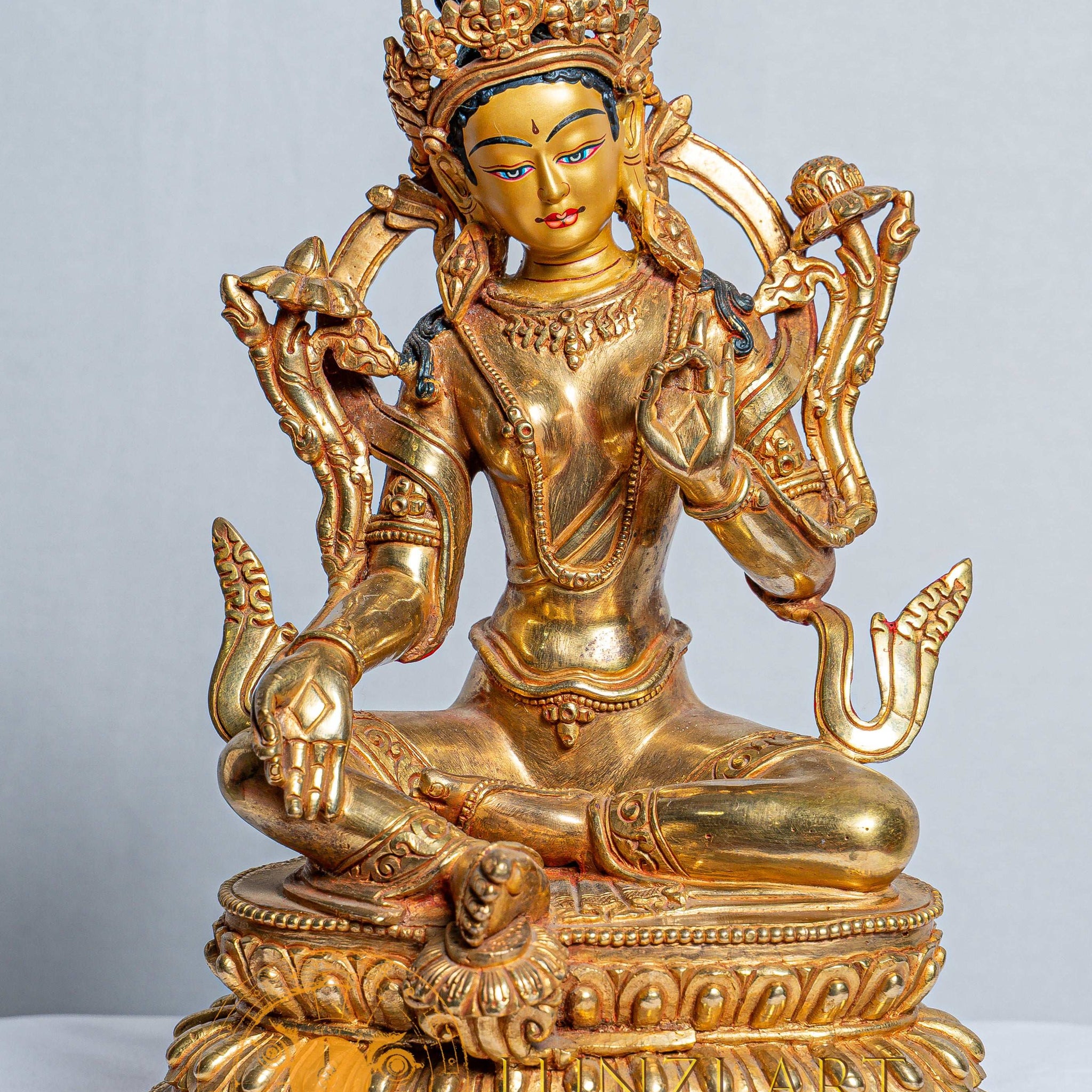 Green Tara Statue | Mercury Gold Plated on Copper - statues