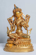Green Tara Statue | Mercury Gold Plated on Copper - statues
