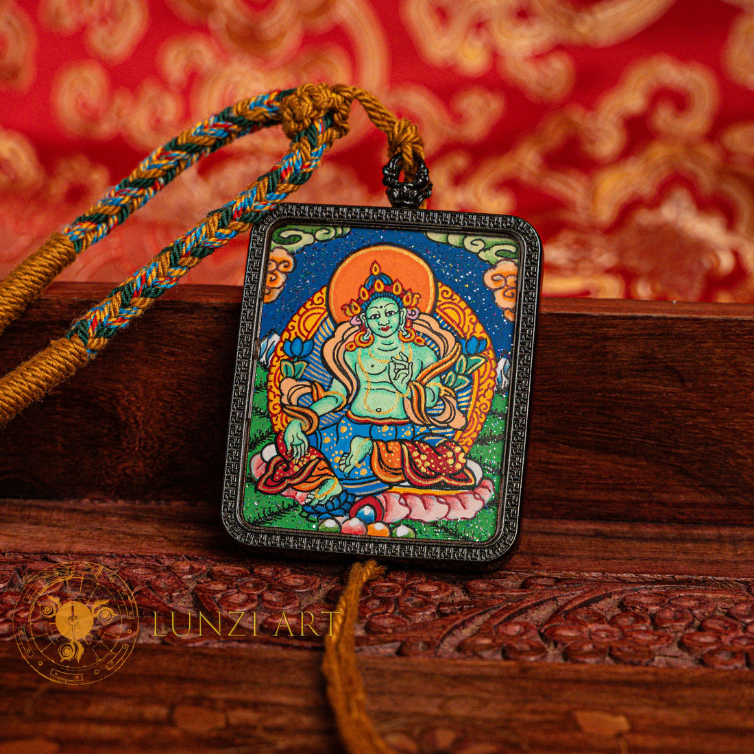 Green Tara Thangka Locket: The Swift Savior - L-GT-0012