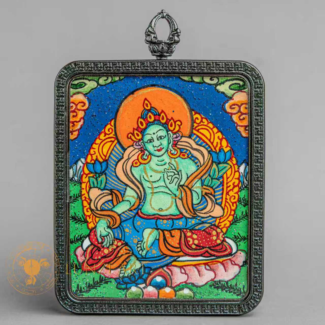 Green Tara Thangka Locket: The Swift Savior - L-GT-0012