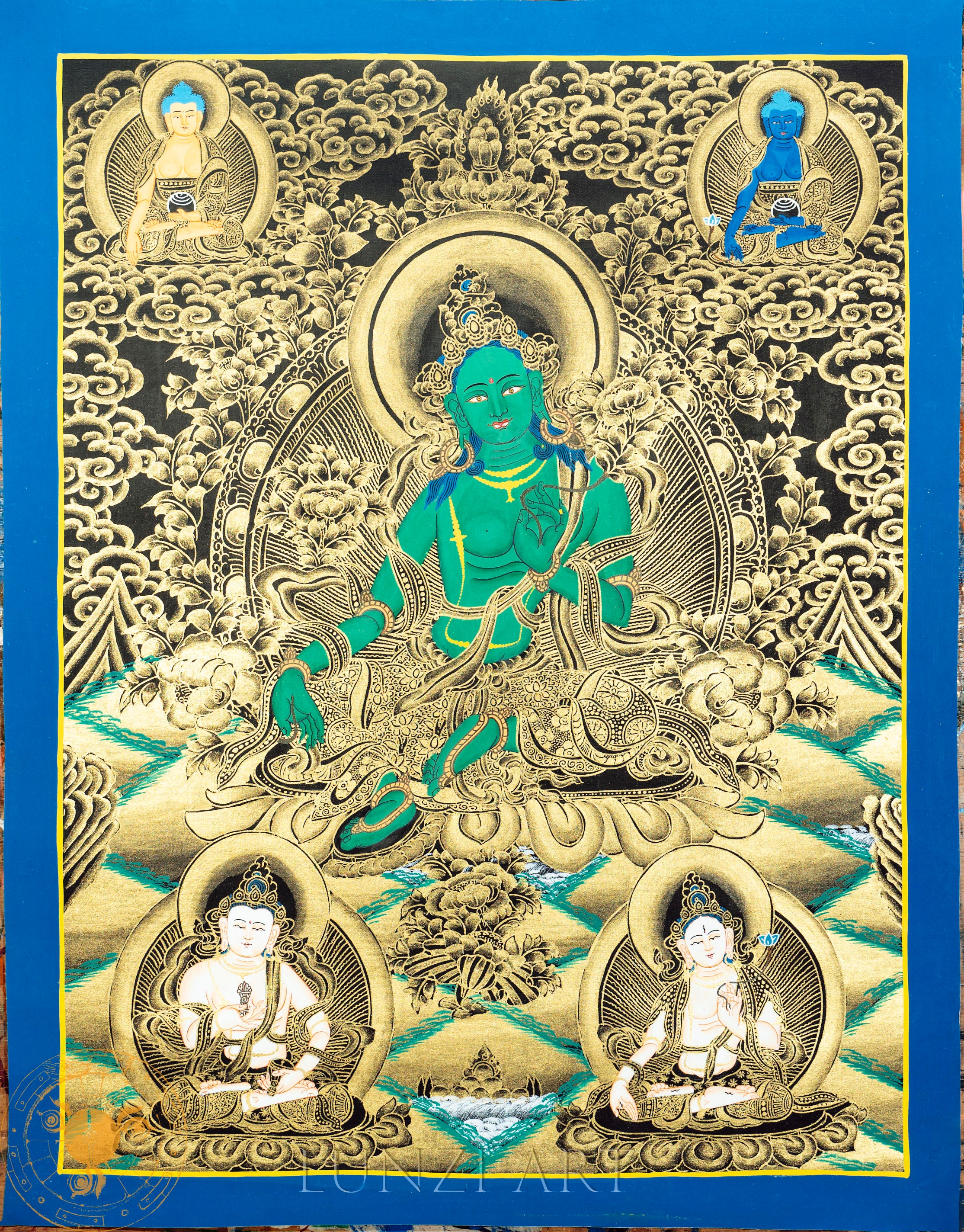手绘唐卡绿度母“慈悲行动的翡翠皇后” – LunziArt-Nepal Buddha statues