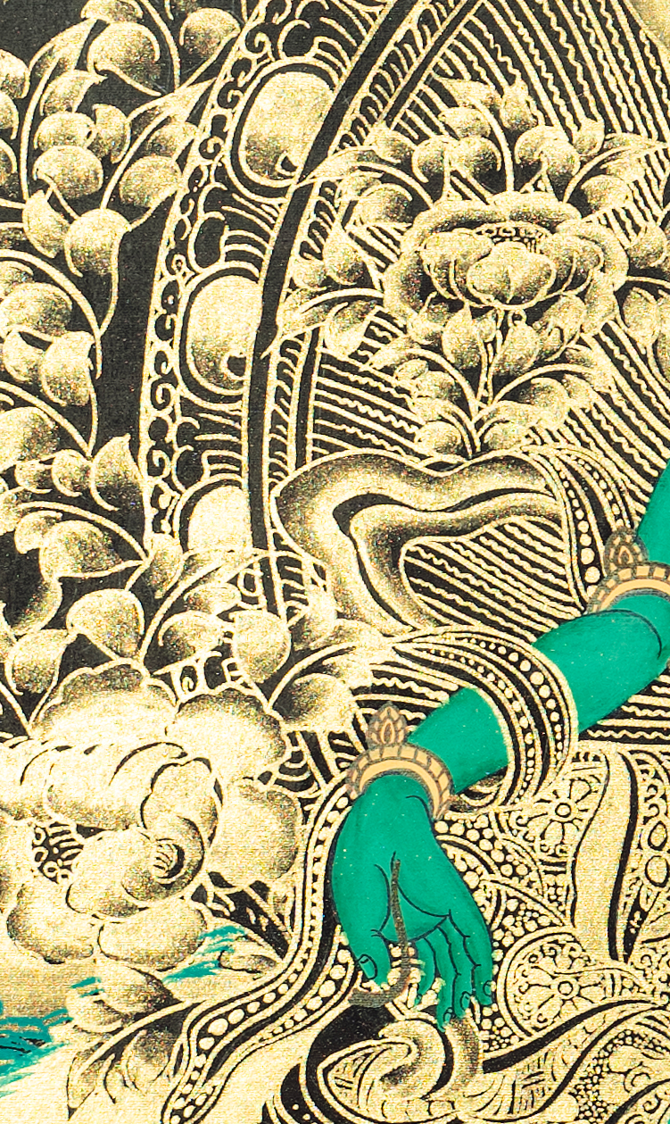 Green Tara Thangka: The Emerald Empress of Compassionate Action - T-PS-SS-BB-GT-0004
