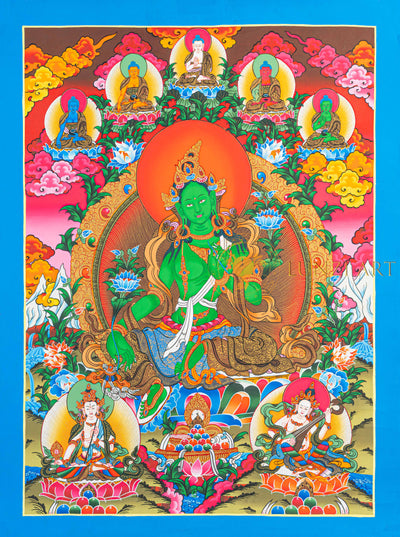 Green Tara Thangka: The Golden Radiance of Swift Compassion - T-N-ET-BB-AU-GT-0096