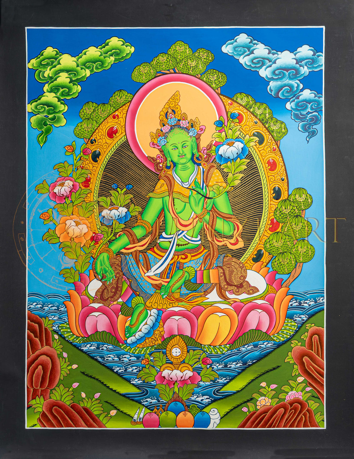 Green Tara Thangka: The Swift Liberator from Fear and Obstacles - T-S-BT-BB-GT-0191