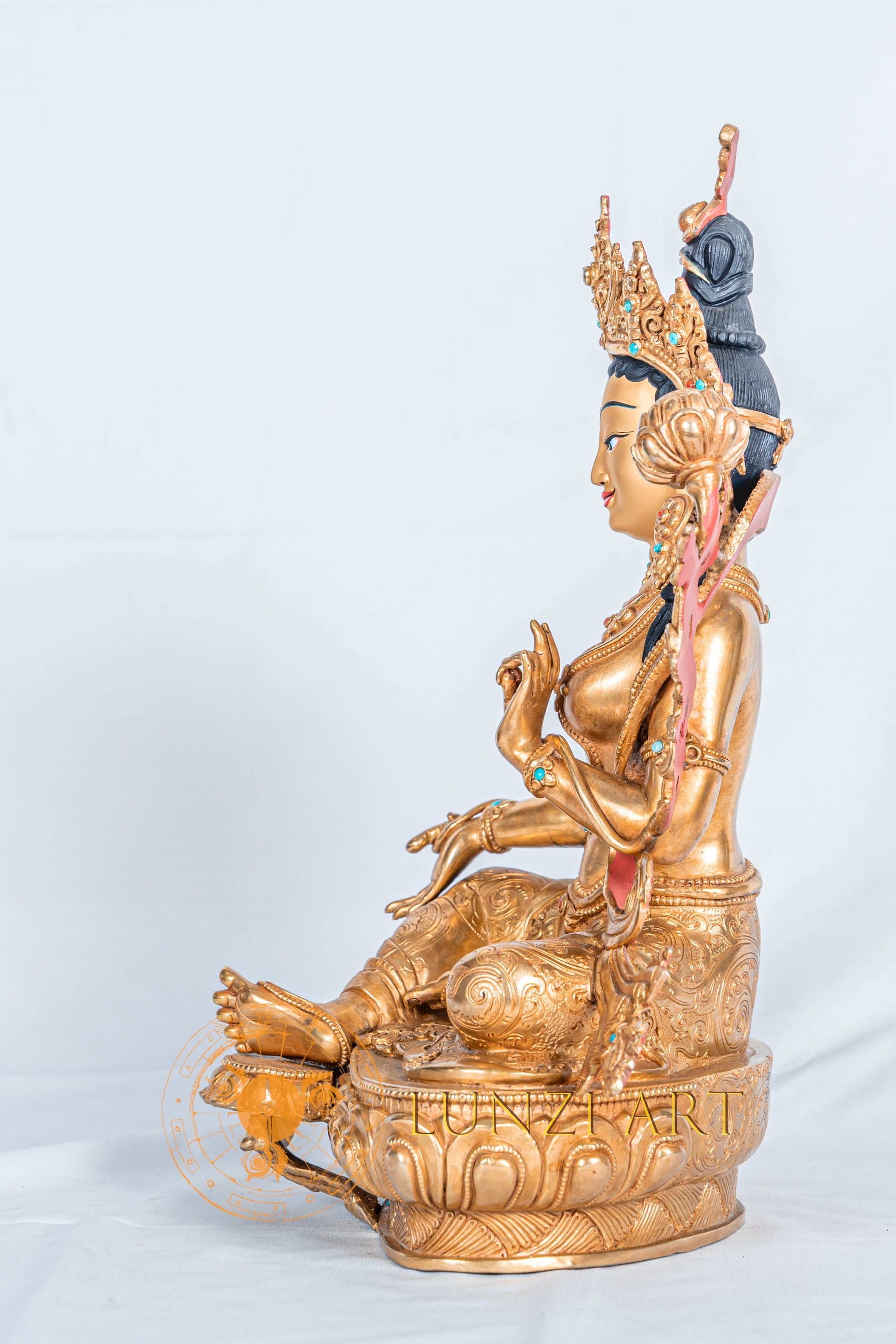 Green Tara statue | Copper with 24K Gold Plating - statues