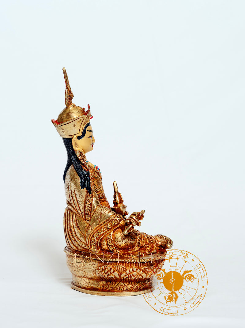 Guru Rinpoche (Padmasambhava) Statue | 24k Gold Plating - S-B-HT-FG-CG-GR-0008