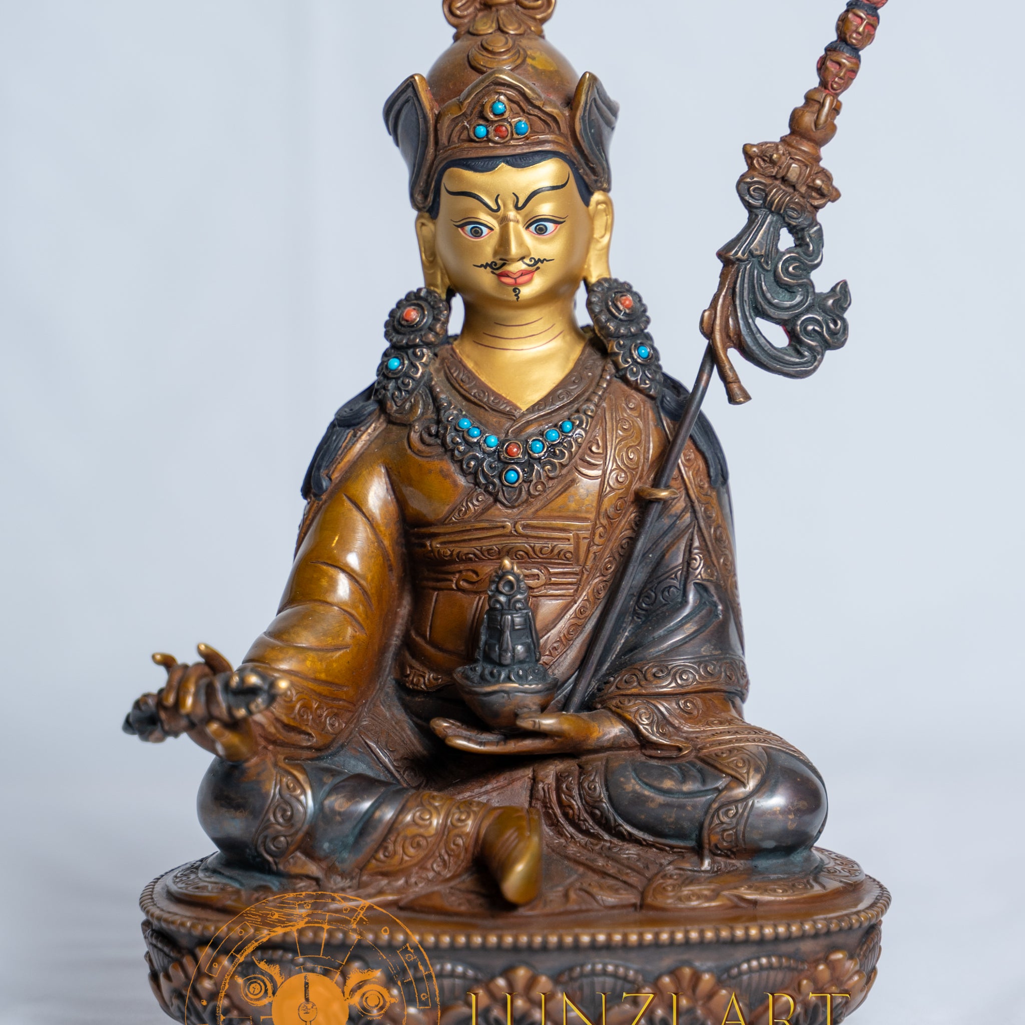 Guru Rinpoche(Padmasambhava）Statue | Copper Oxidized with Painted Face - statues