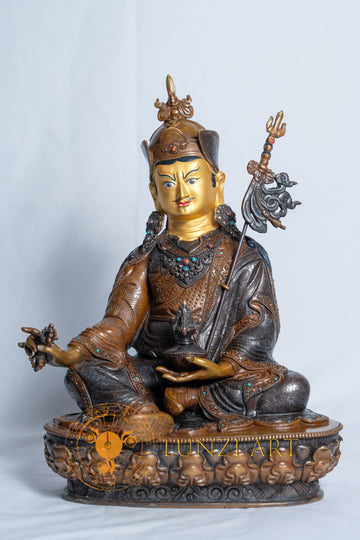 Guru Rinpoche(Padmasambhava）Statue | Copper Oxidized with Painted Face - statues
