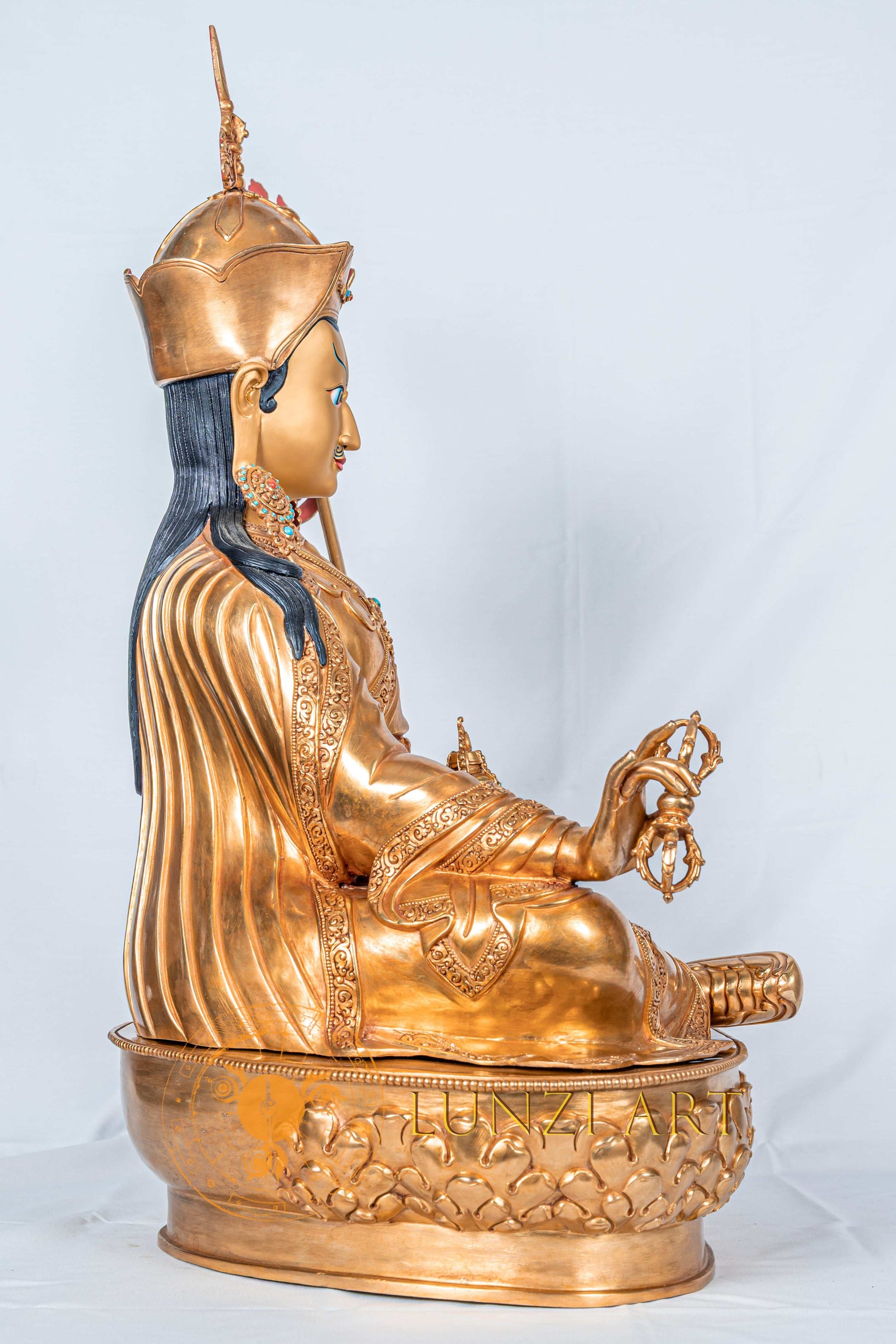 Guru Rinpoche (Padmasambhava) Statue | Copper with Full Gold Plating - S-B-RM-FG-CG-GR-0083