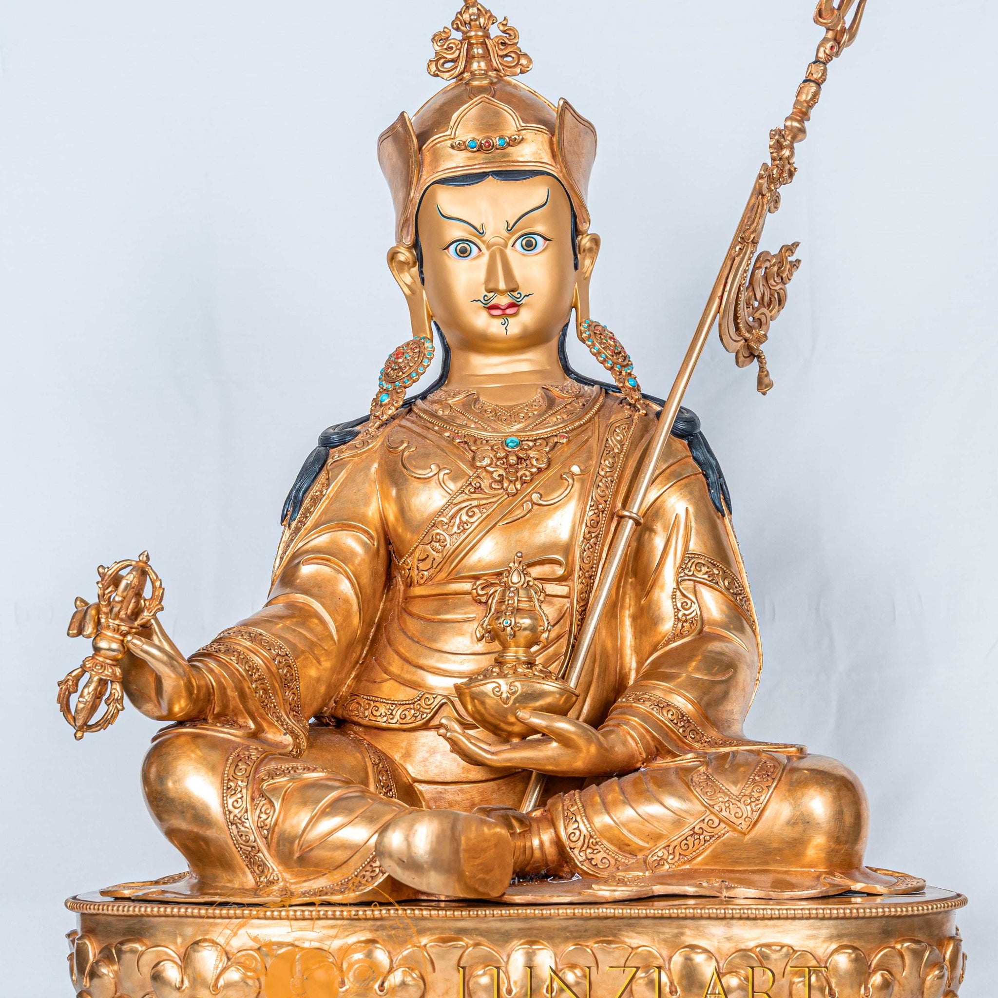 Guru Rinpoche (Padmasambhava) Statue | Copper with Full Gold Plating - statues