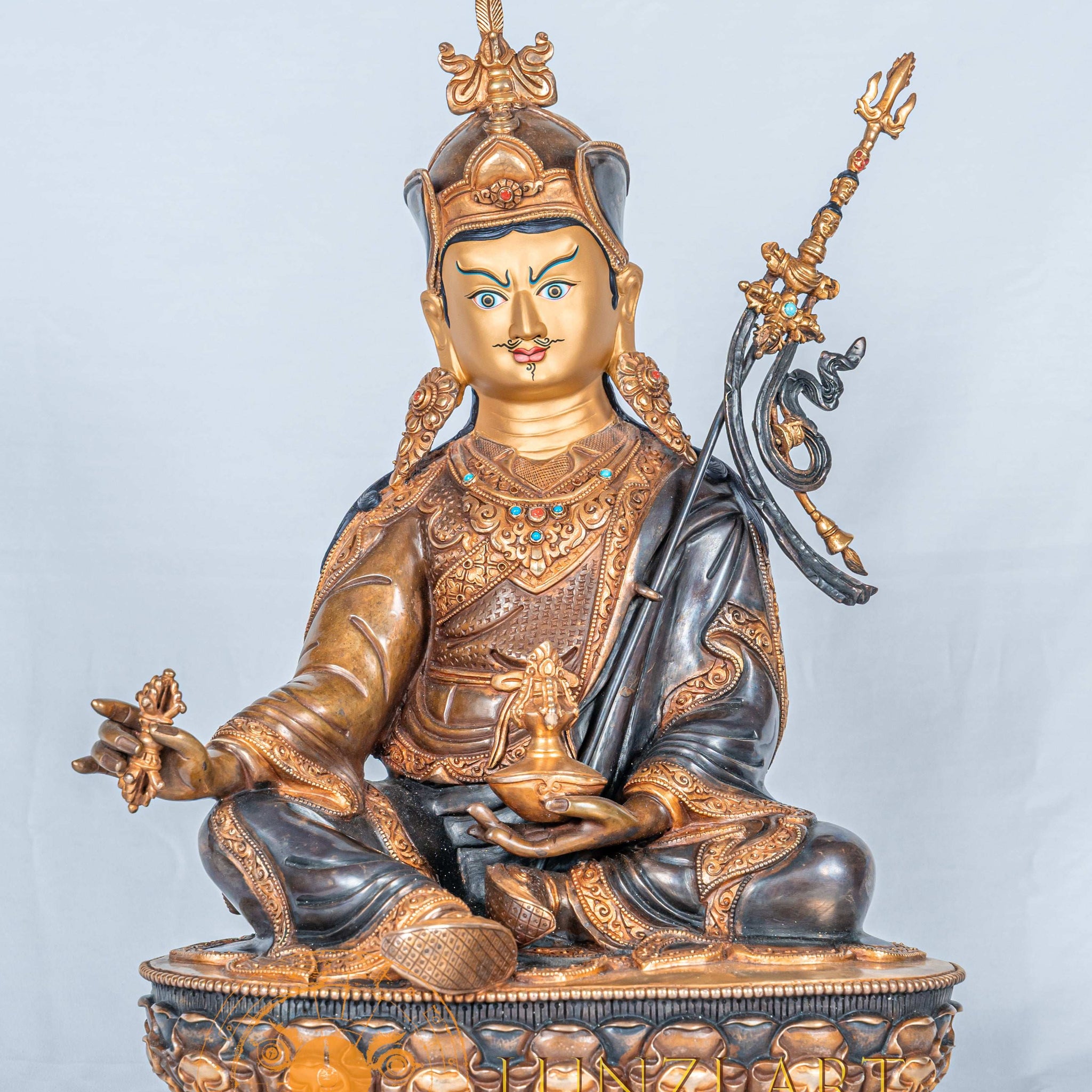 Guru Rinpoche (Padmasambhava) Statue | Copper with Partial Gold Plating - statues