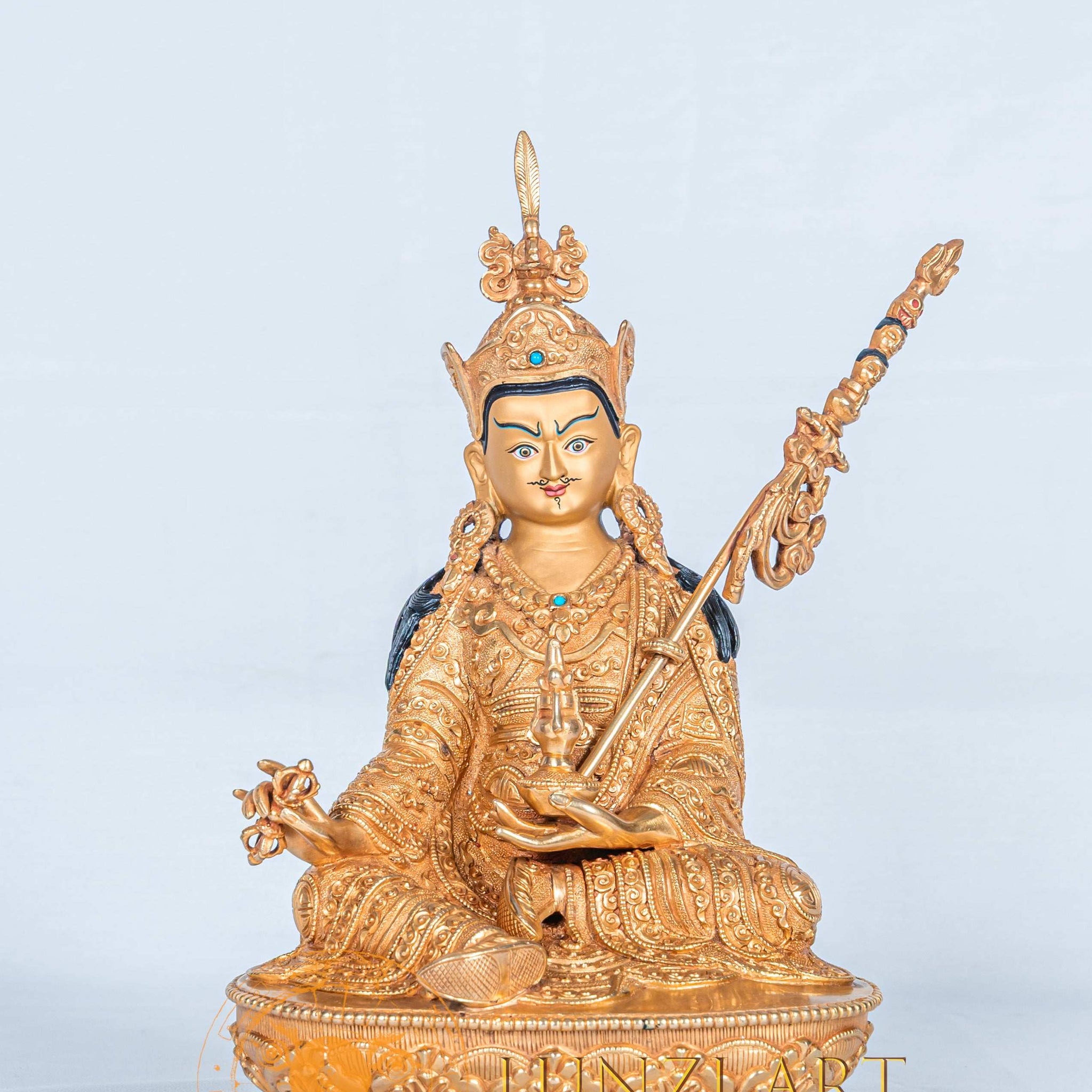 Guru Rinpoche (Padmasambhava) Statue | Fully Gold-Plated Copper - statues