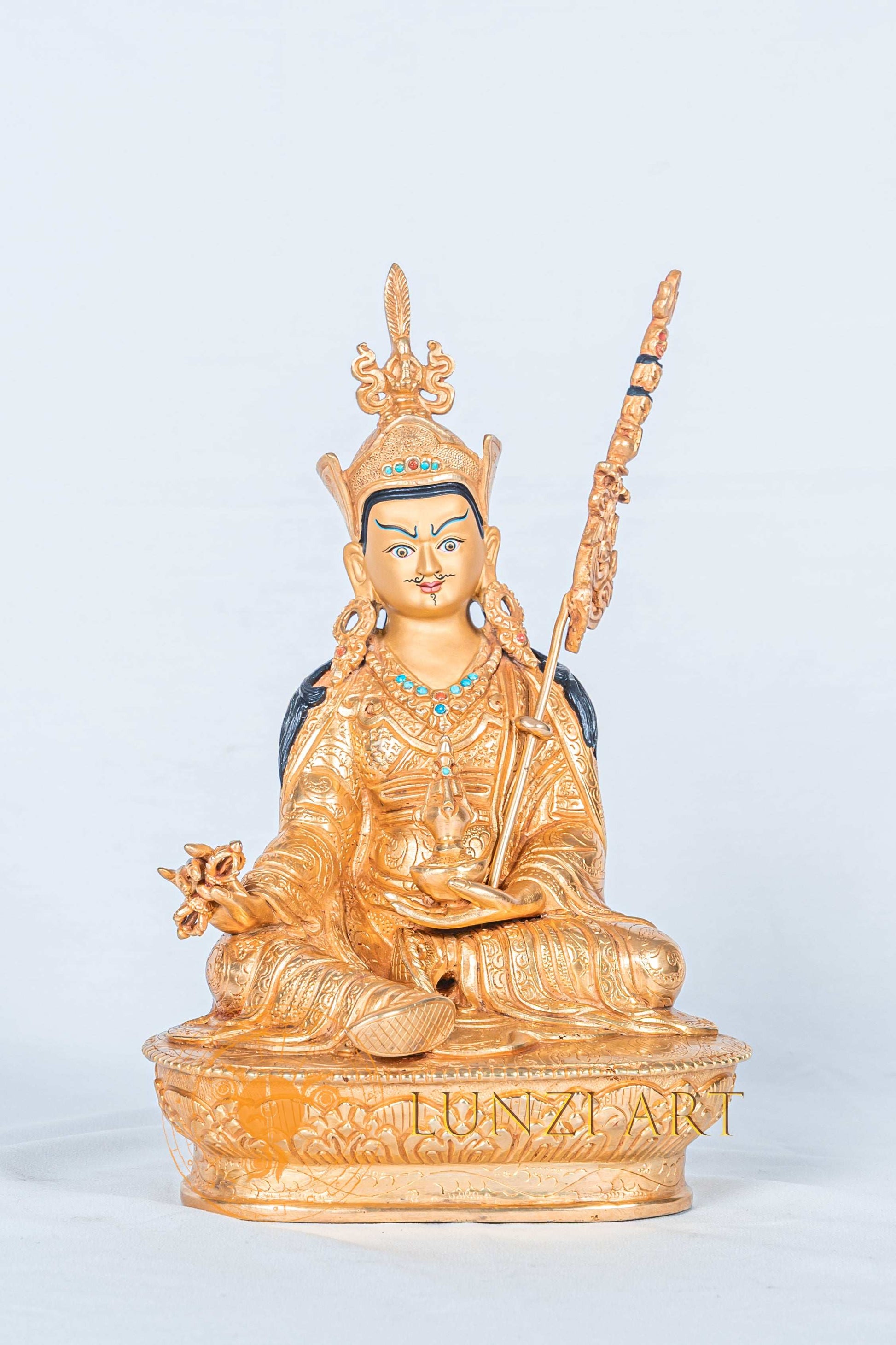 Guru Rinpoche (Padmasambhava) Statue | Fully Gold-Plated Copper - statues