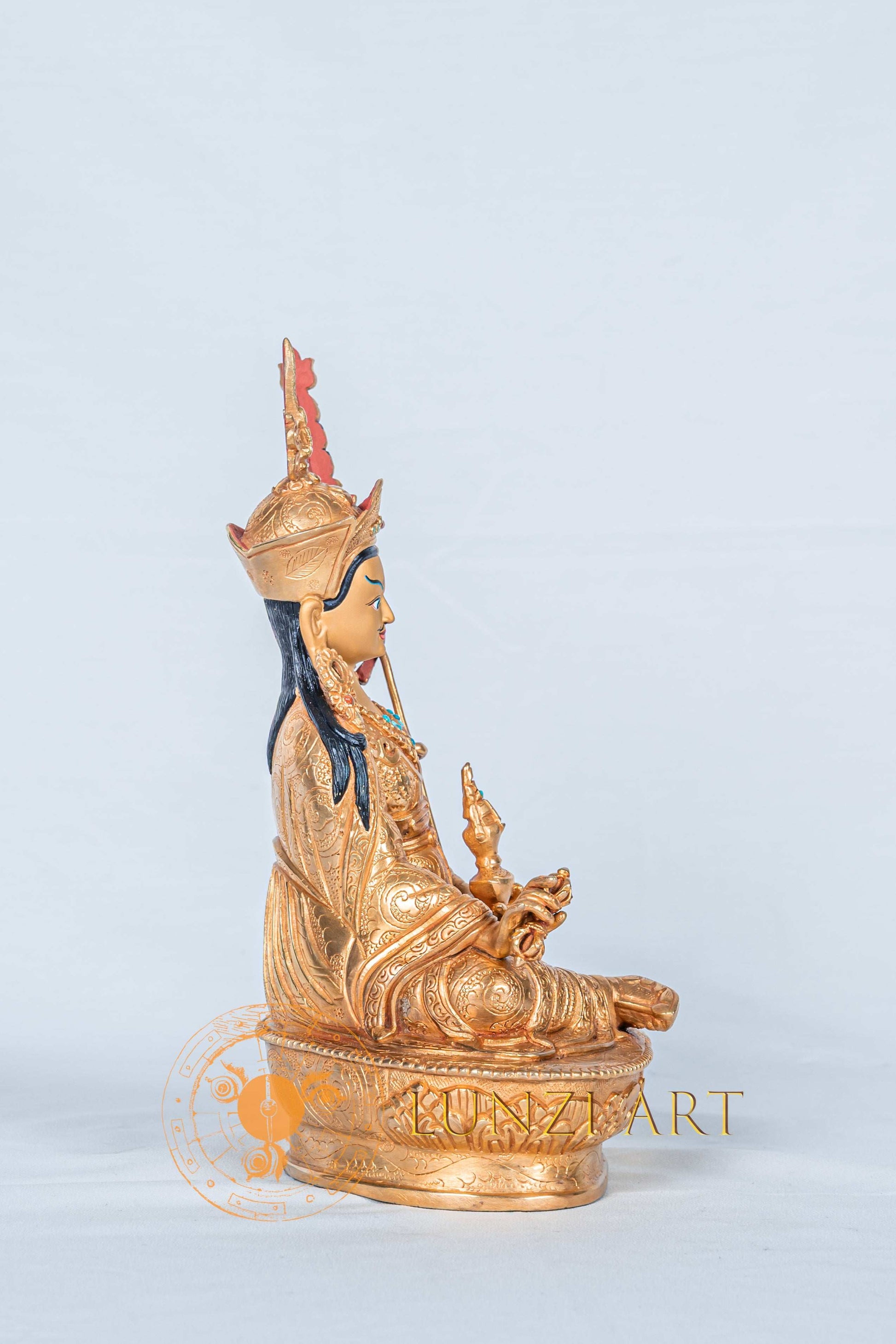 Guru Rinpoche (Padmasambhava) Statue | Fully Gold-Plated Copper - statues
