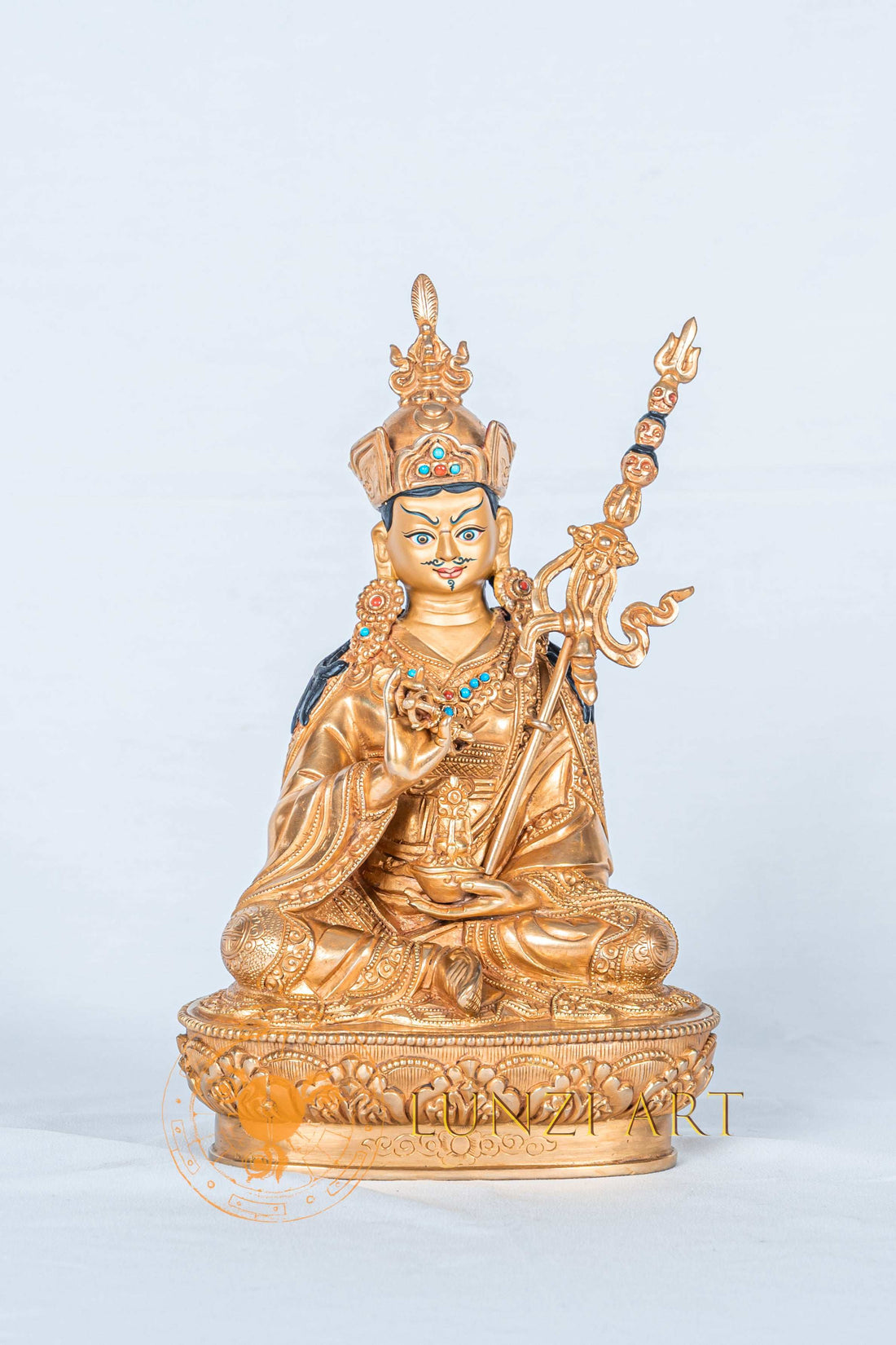 Guru Rinpoche (Padmasambhava) Statue | Fully Gold-Plated Copper - statues