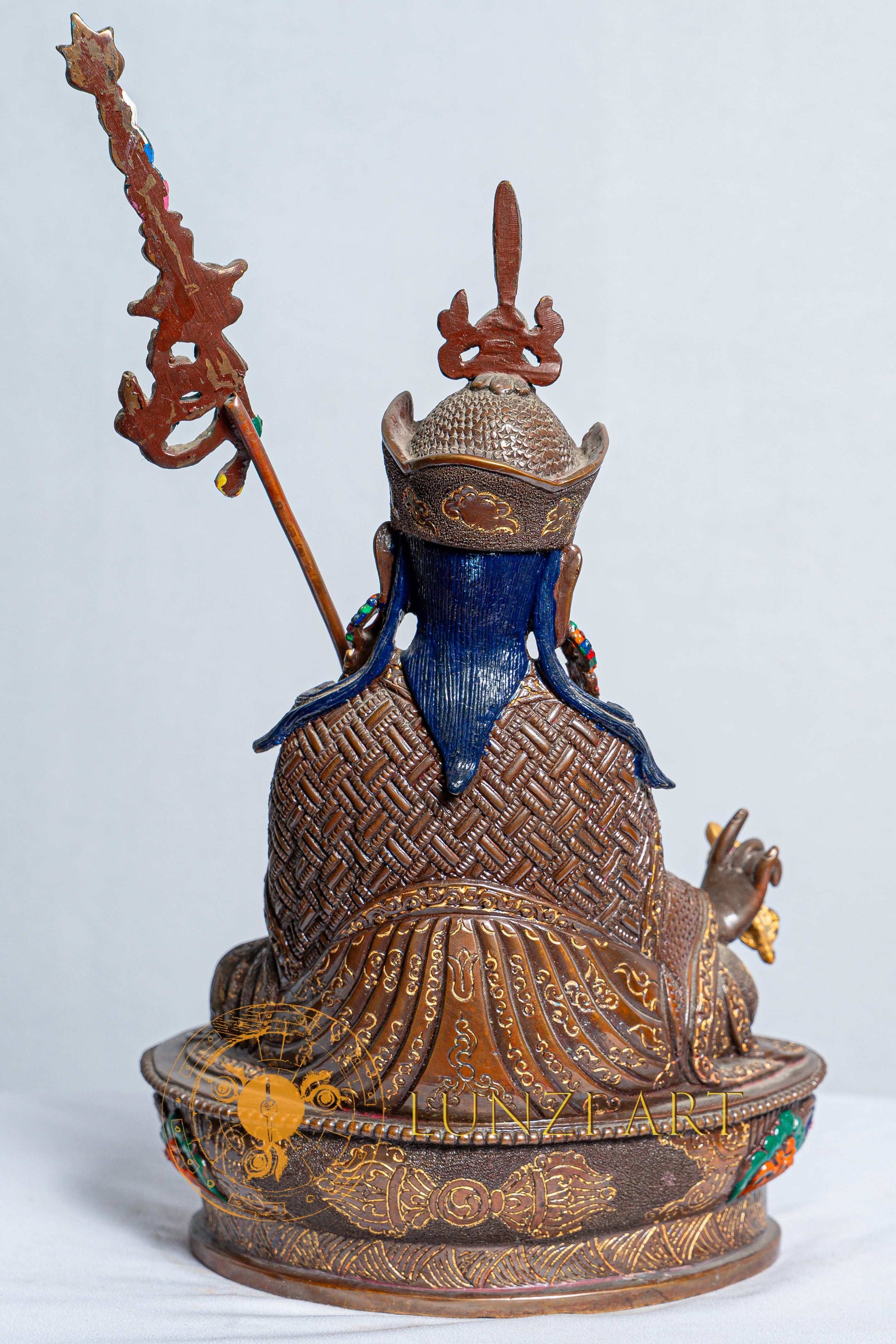 Guru Rinpoche(Padmasambhava) Statue | Hand Painted Oxidized Copper - statues