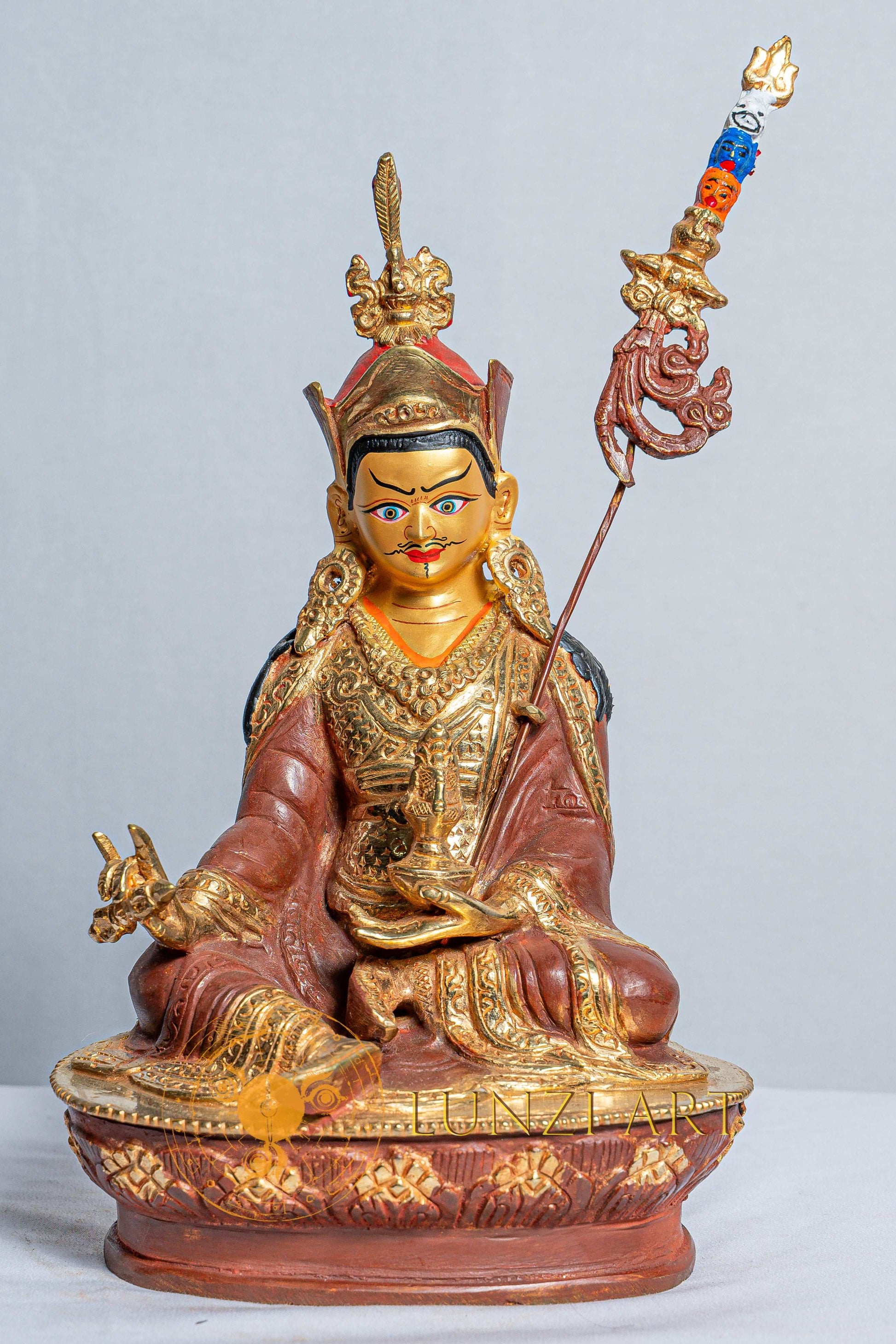 Guru Rinpoche(Padmasambhava）Statue | Mercury Gold Plated on Copper - statues