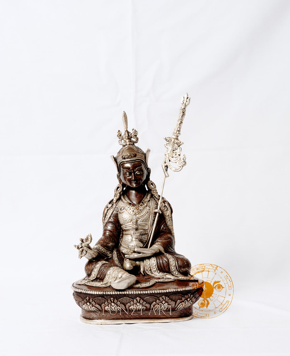 Guru Rinpoche(Padmasambhava）Statue | Silver-Plated Copper - statues