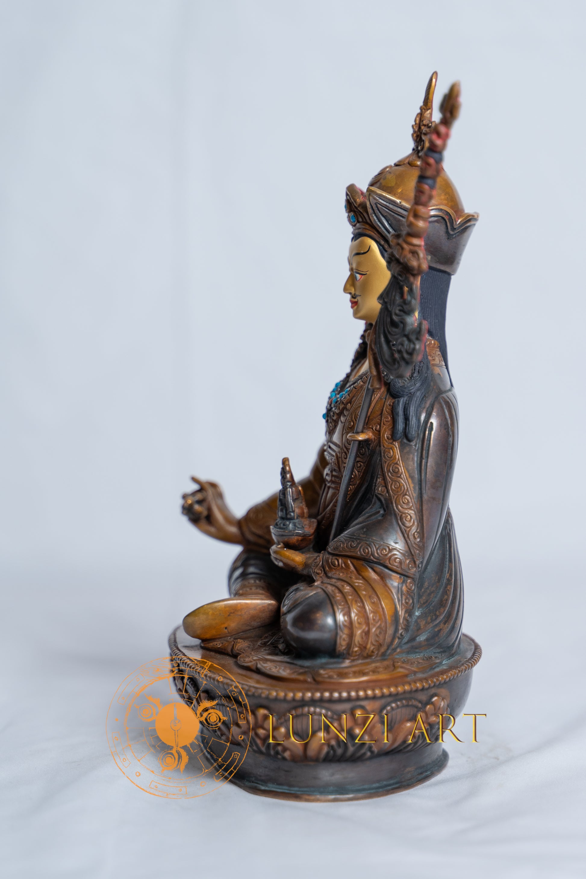 Guru Rinpoche Statue(Padmasambhava) | Painted Oxidized Copper - S-B-RM-C-GR-0017
