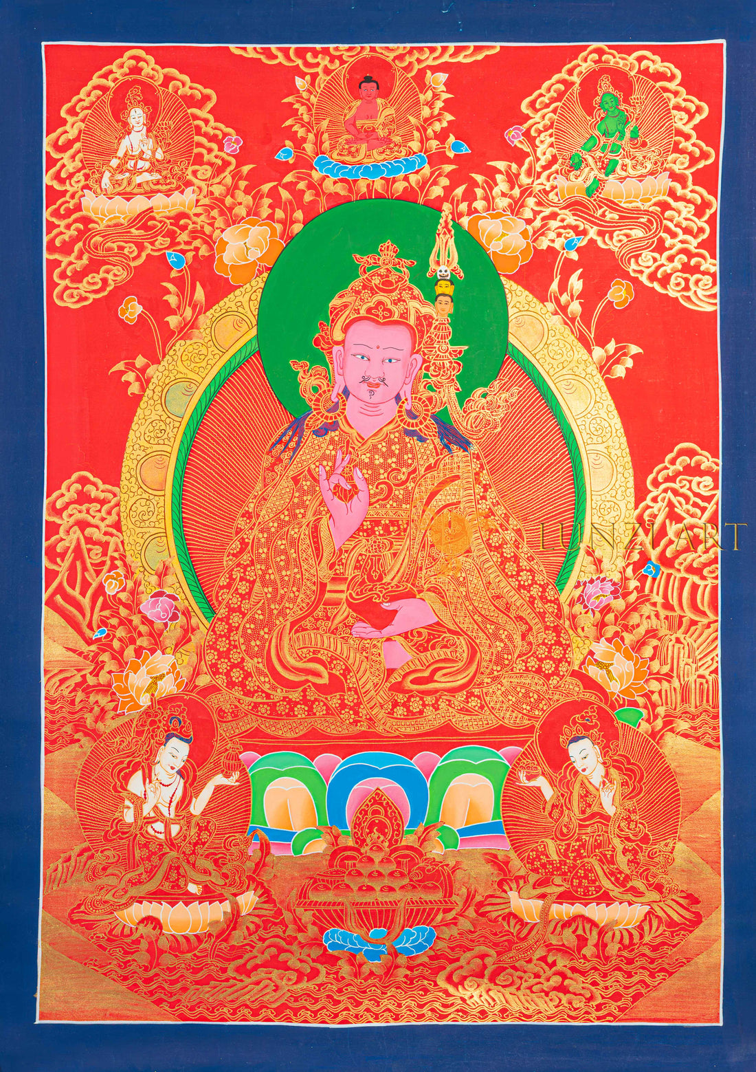 Guru Rinpoche Thangka | Hand-Painted Padmasambhava Sacred Art - T-N-MB-BB-G-0021