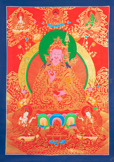 Guru Rinpoche Thangka | Hand-Painted Padmasambhava Sacred Art - T-N-MB-BB-G-0021