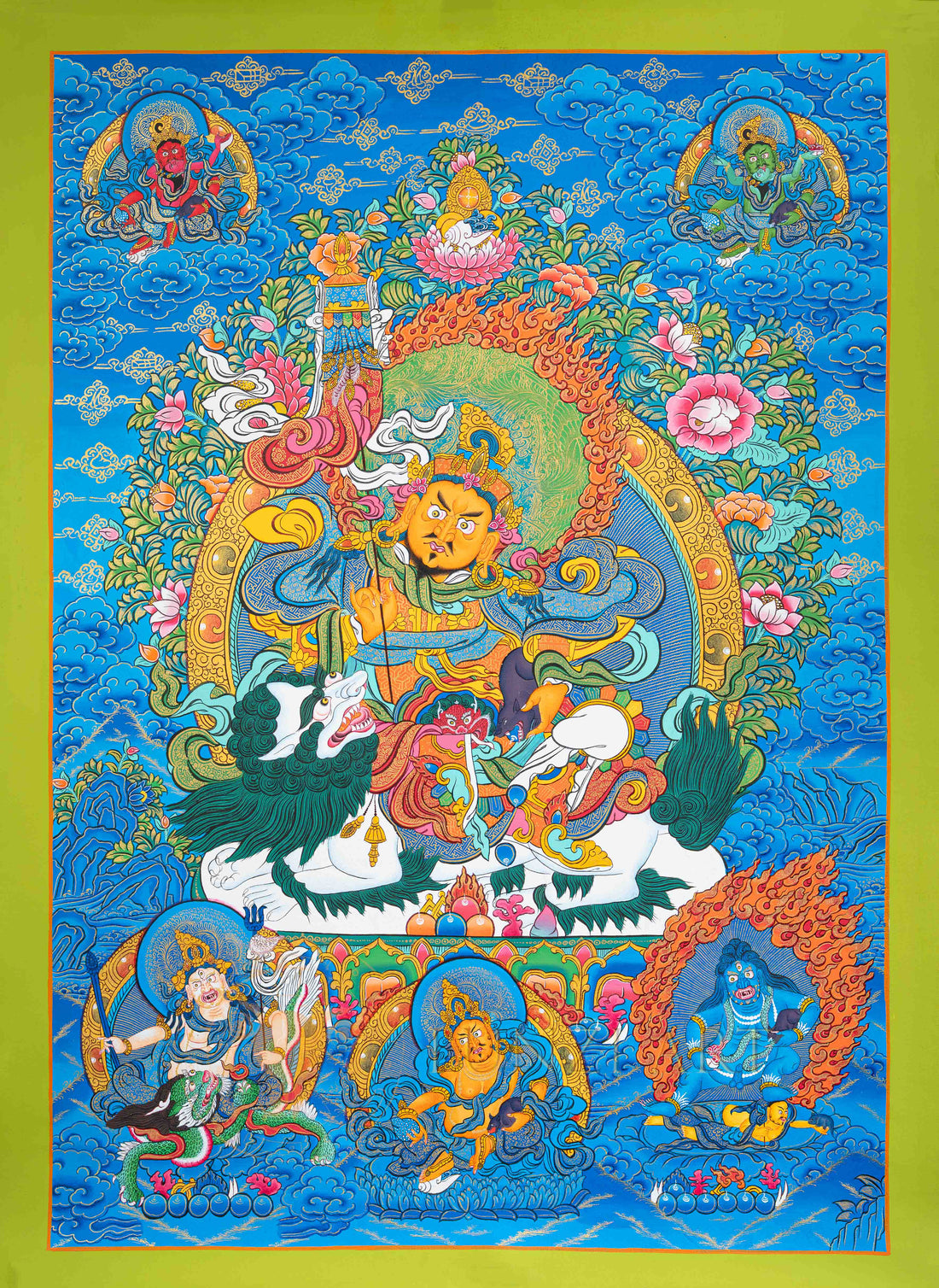 Guru Rinpoche Thangka: The Wrathful Protector of Vajrayana - T-N-ET-CB-AU-J-0023
