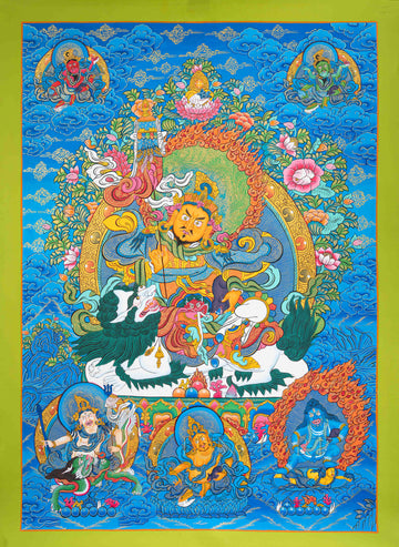 Guru Rinpoche Thangka: The Wrathful Protector of Vajrayana - T-N-ET-CB-AU-J-0023