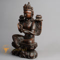 Hand-Carved Green Tara Wood Statue | Sacred Karma Wood - W-B-DT-T-0018