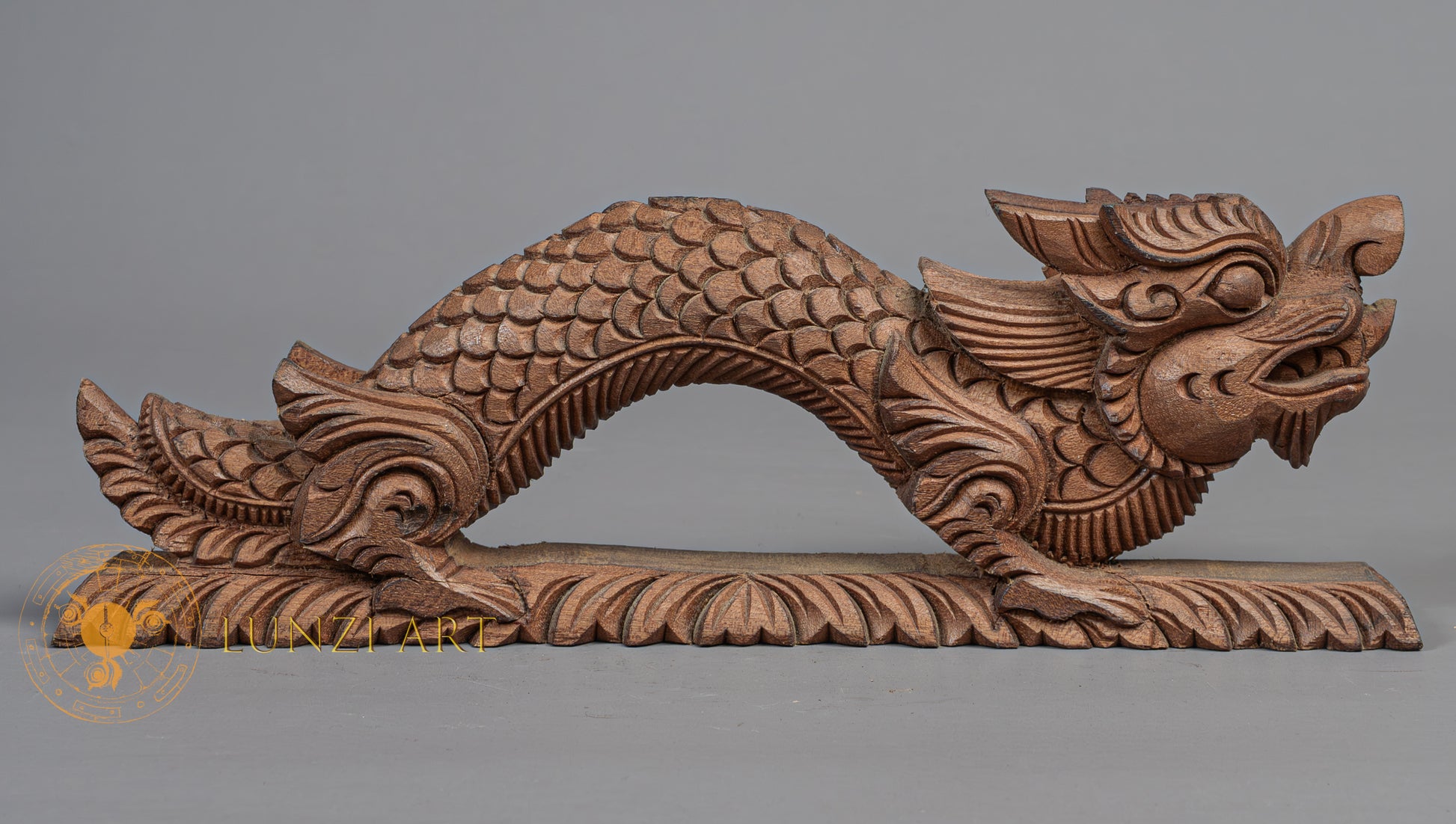 Hand-Carved Himalayan Dragon | Sacred Karma Wood - W-B-DT-D-0021